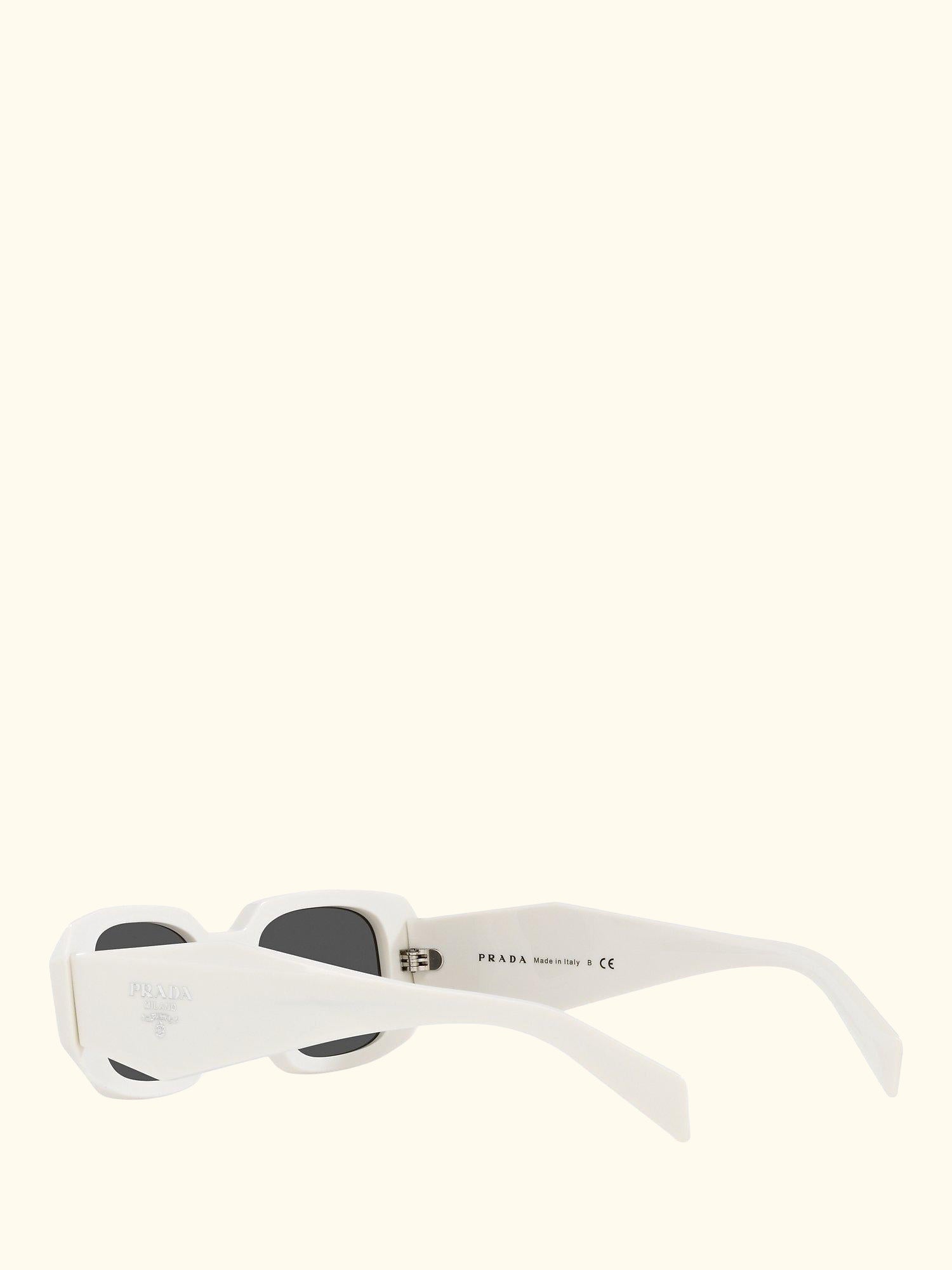 PR17WS Women's Rectangular Sunglasses, White/Black