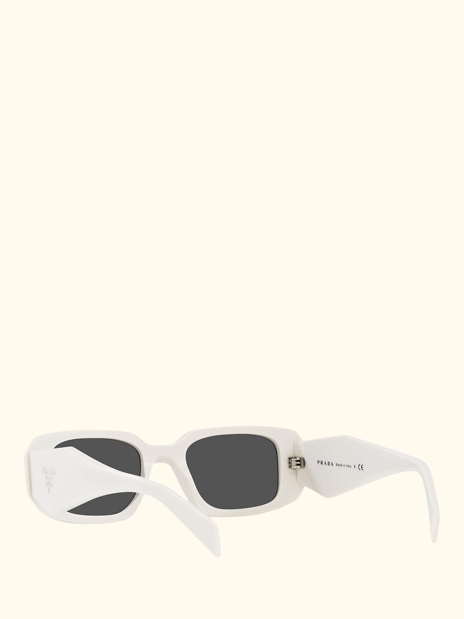 PR17WS Women's Rectangular Sunglasses, White/Black
