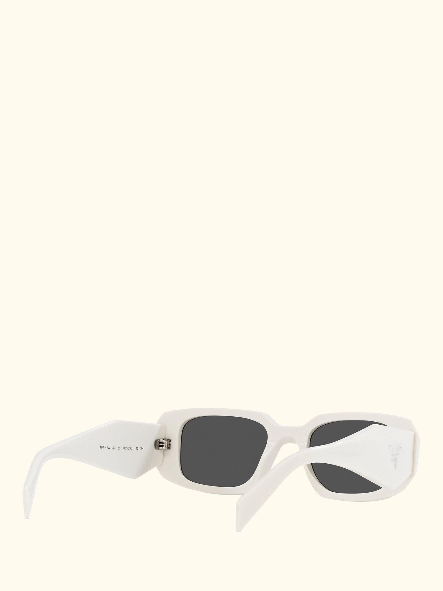 PR17WS Women's Rectangular Sunglasses, White/Black
