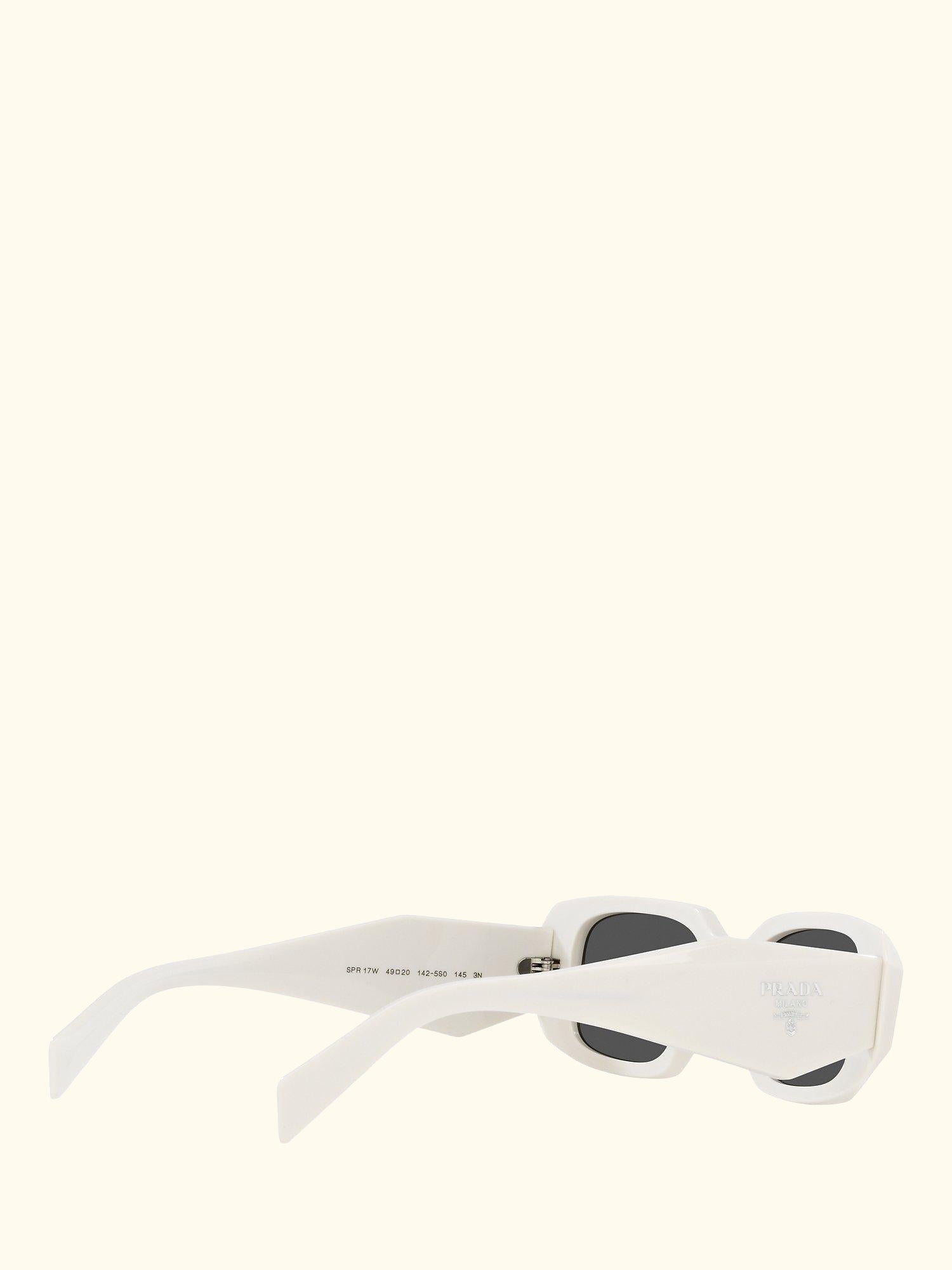 PR17WS Women's Rectangular Sunglasses, White/Black