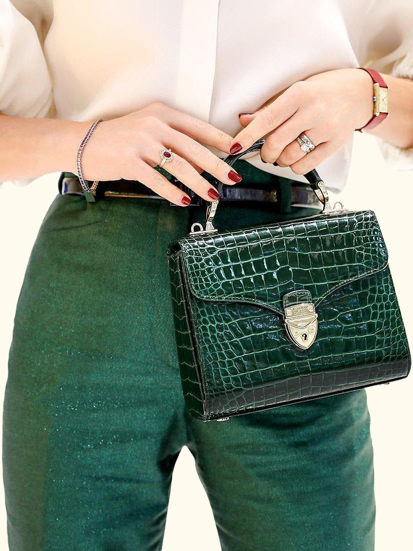 Midi Mayfair Croc Effect Leather Cross Body Bag