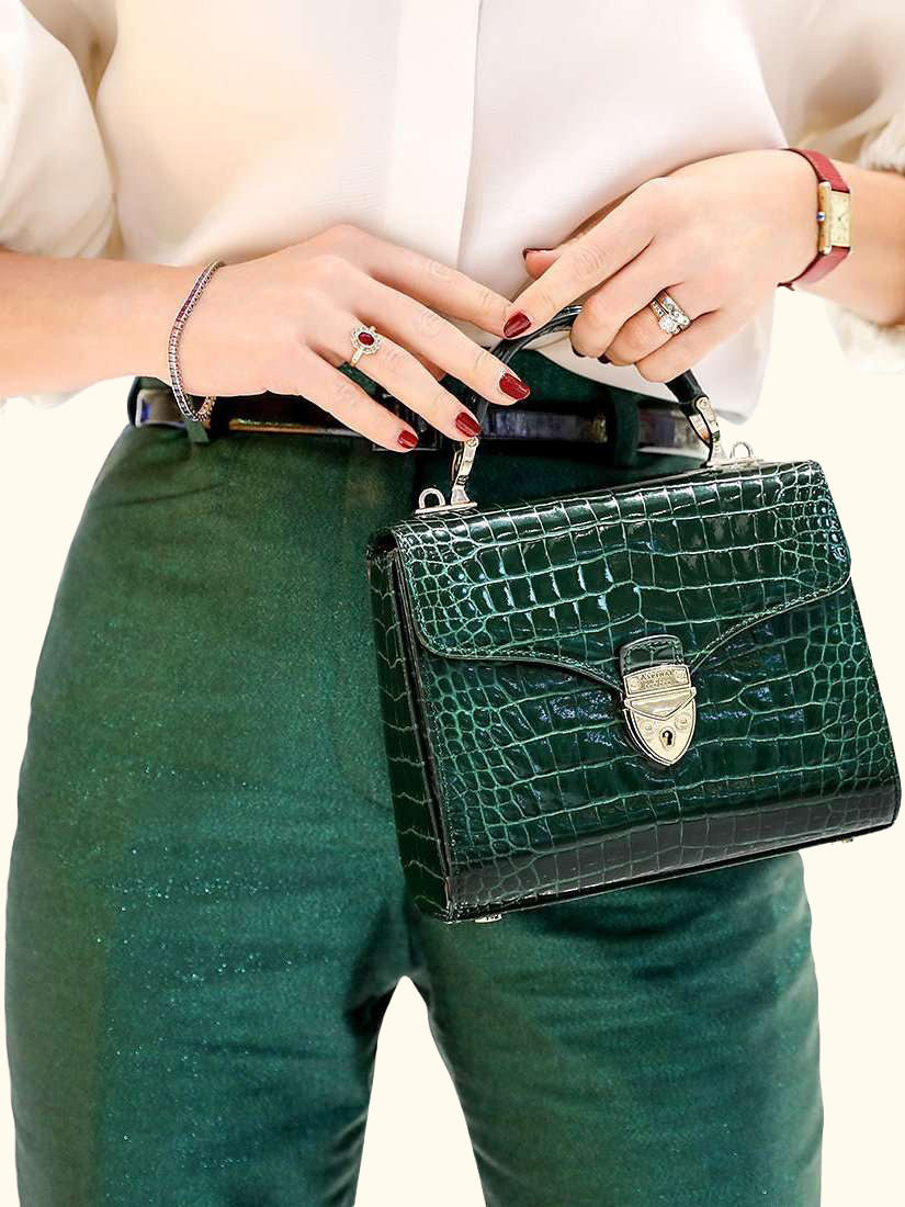 Midi Mayfair Croc Effect Leather Cross Body Bag