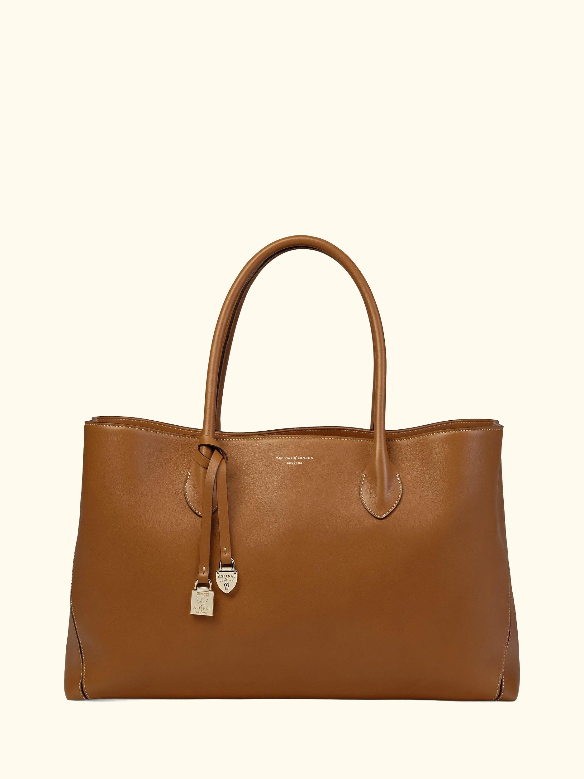 Large London Smooth Leather Tote Bag, Tan