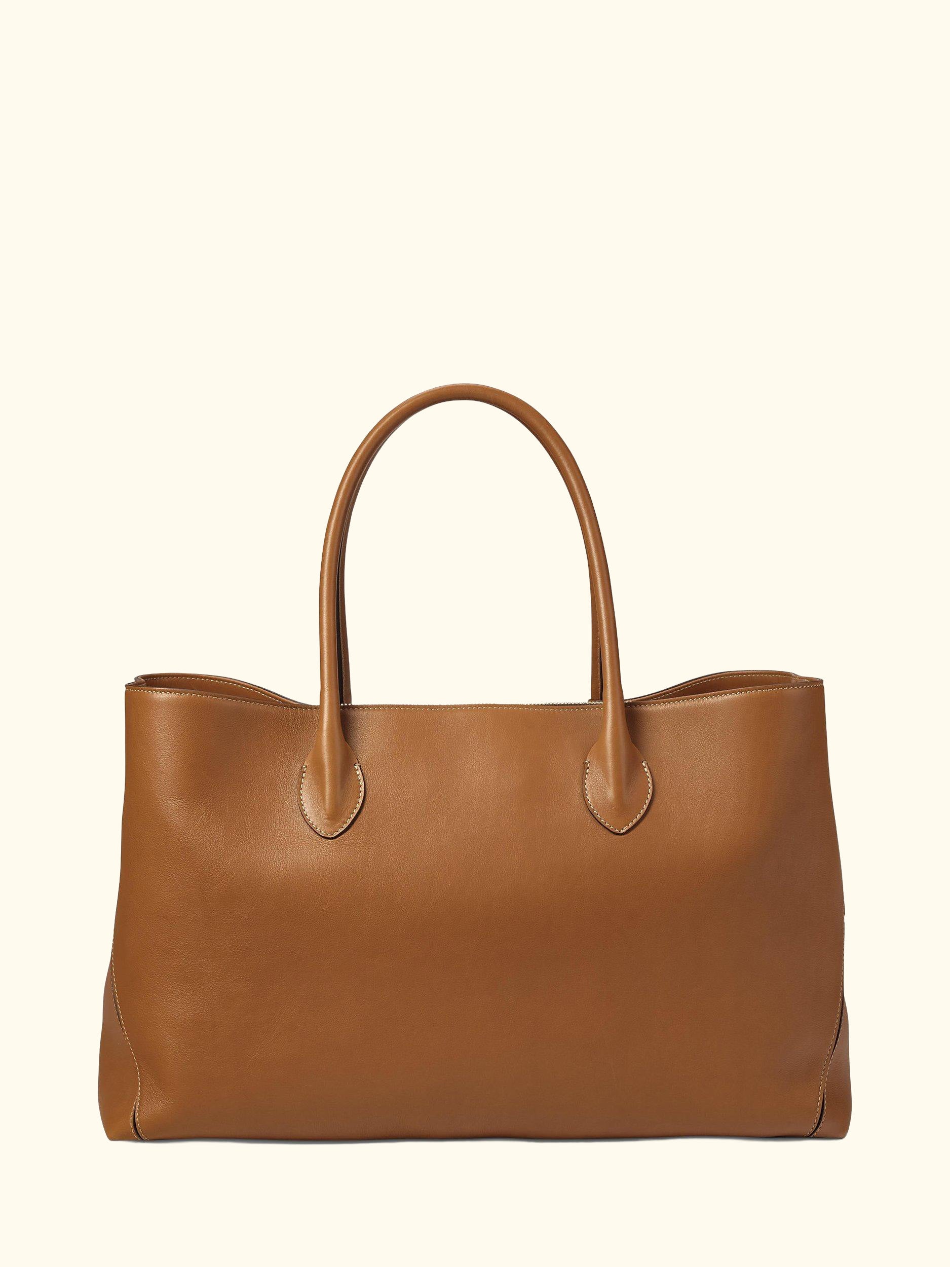Large London Smooth Leather Tote Bag, Tan