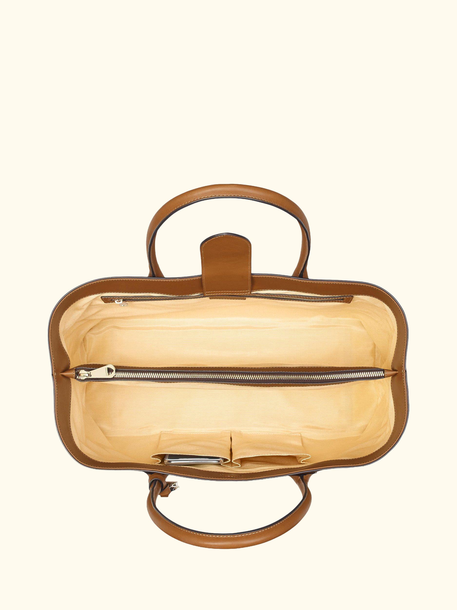Large London Smooth Leather Tote Bag, Tan