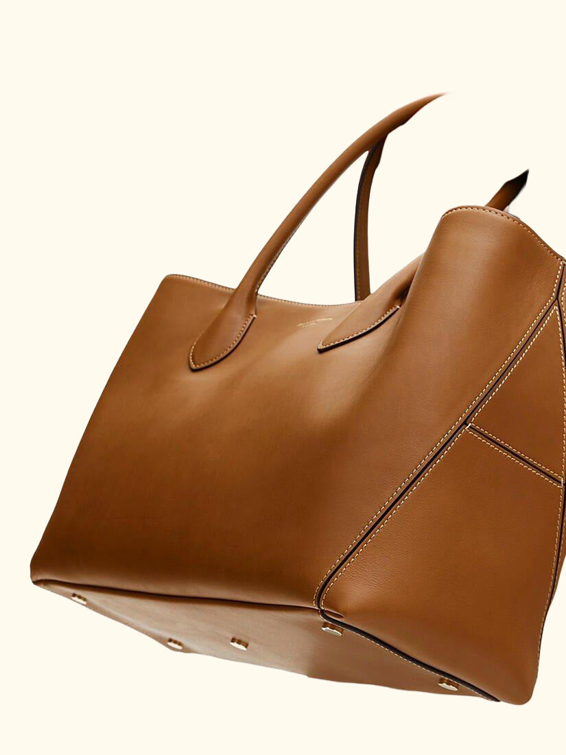 Large London Smooth Leather Tote Bag, Tan