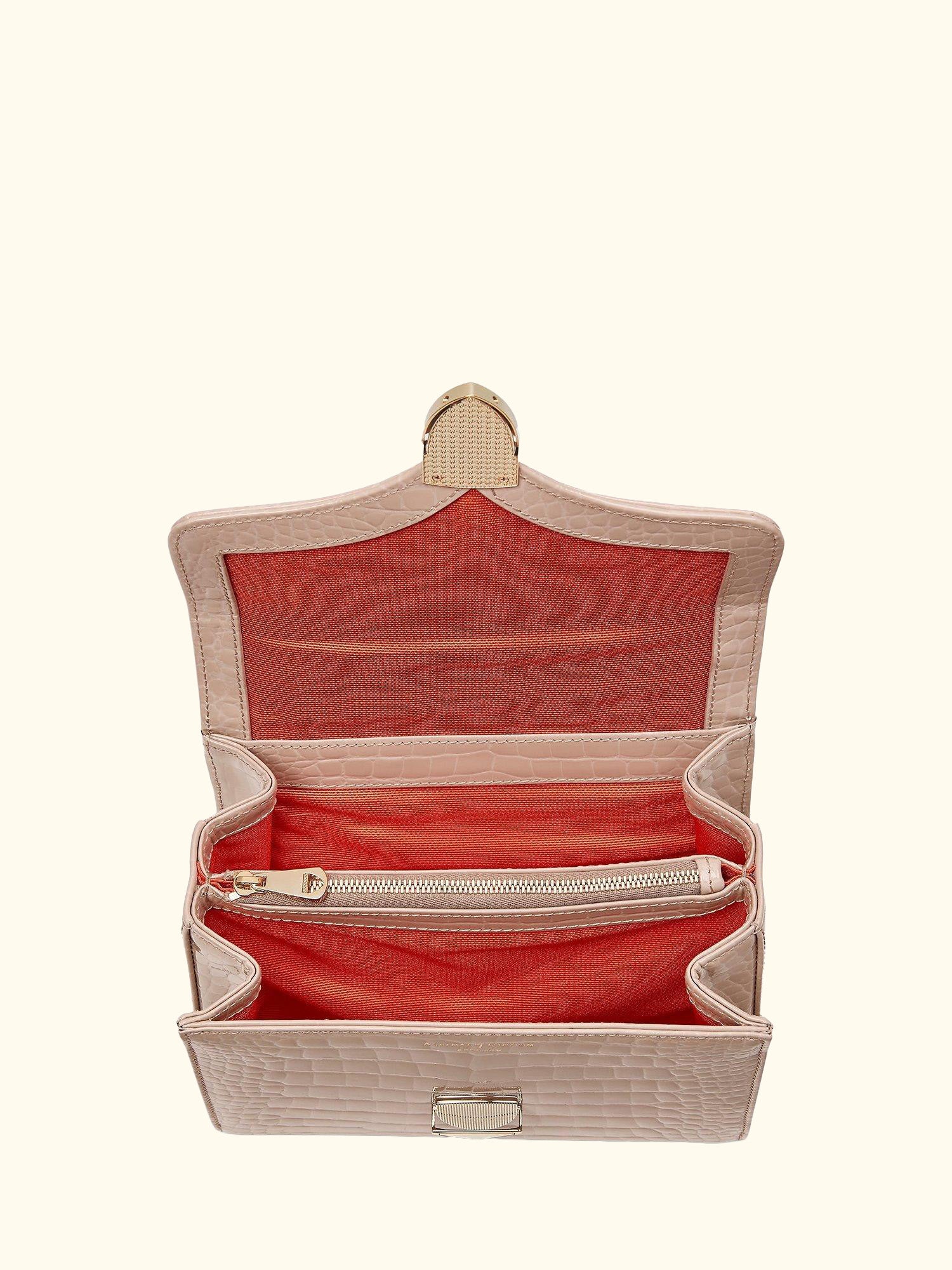 Midi Mayfair Croc Effect Leather Cross Body Bag