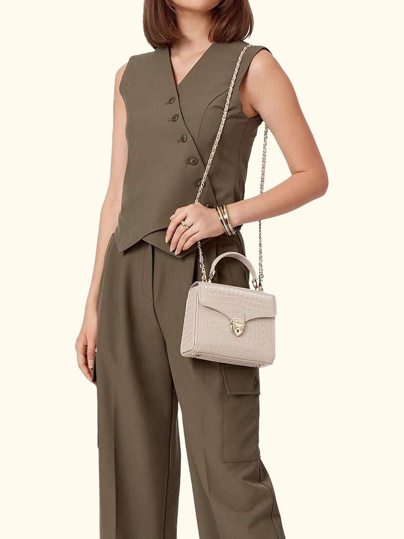 Midi Mayfair Croc Effect Leather Cross Body Bag