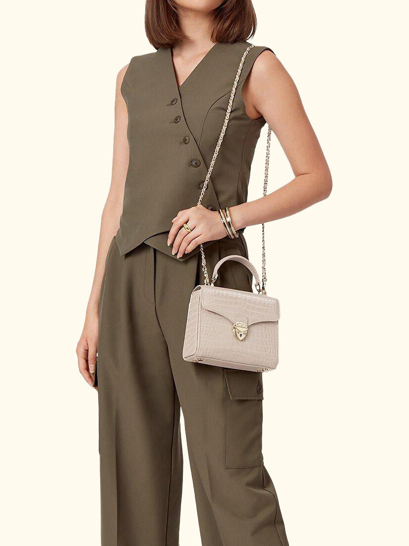 Midi Mayfair Croc Effect Leather Cross Body Bag