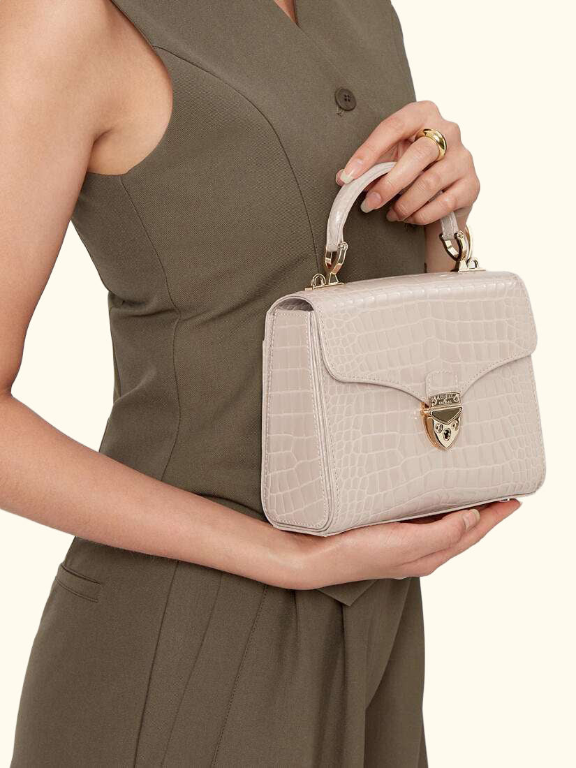 Midi Mayfair Croc Effect Leather Cross Body Bag