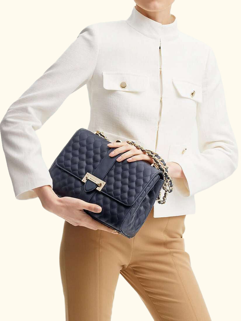 Lottie Large Quilted Pebble Leather Shoulder Bag