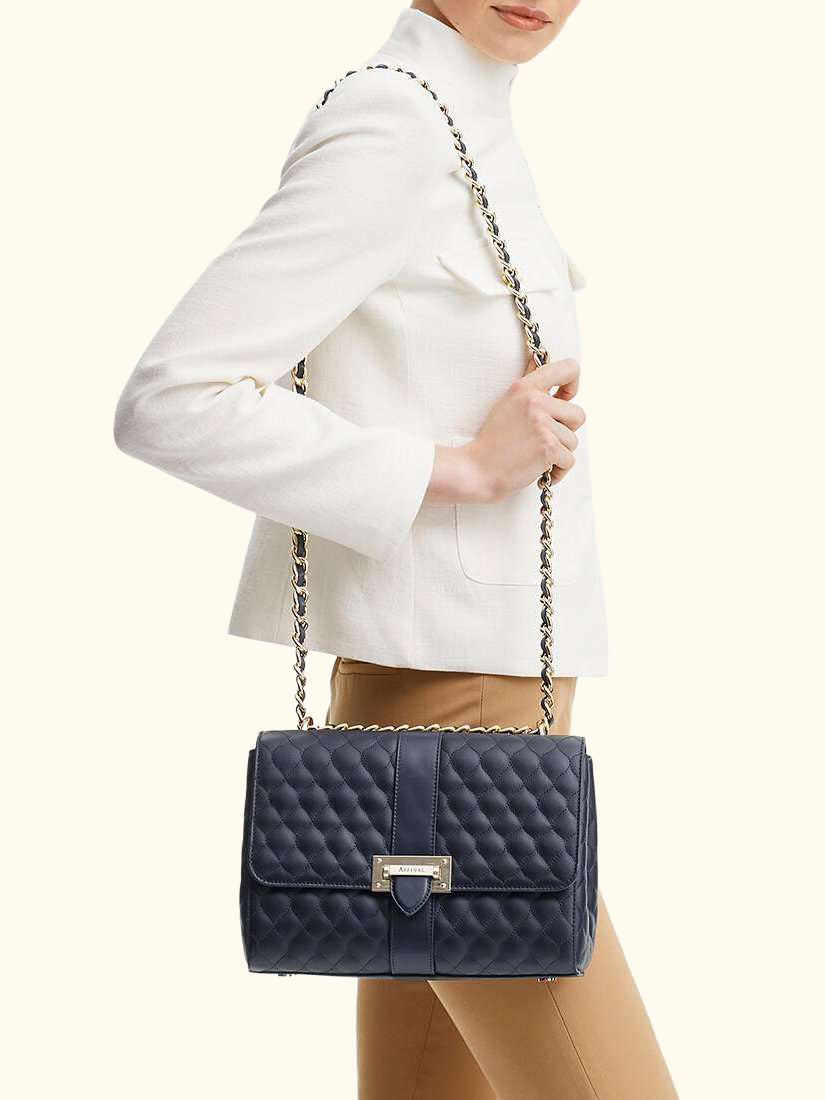 Lottie Large Quilted Pebble Leather Shoulder Bag