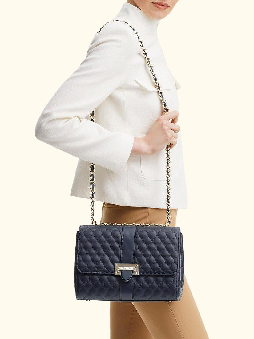 Lottie Large Quilted Pebble Leather Shoulder Bag