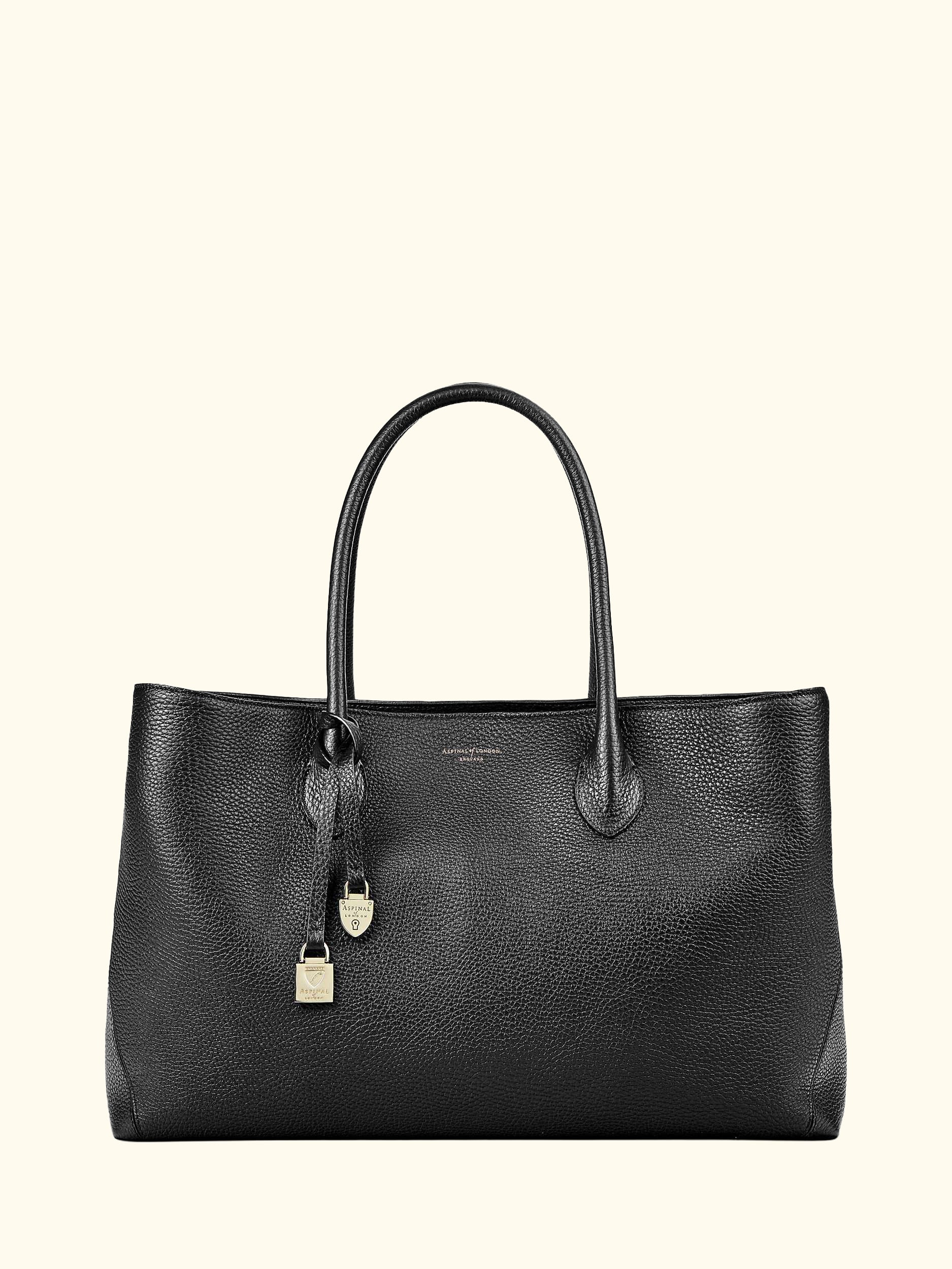 Large London Pebble Leather Tote Bag, Black