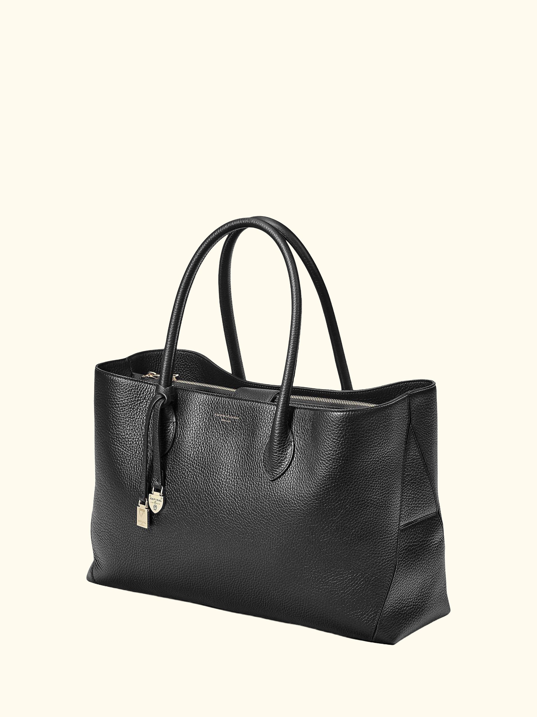 Large London Pebble Leather Tote Bag, Black