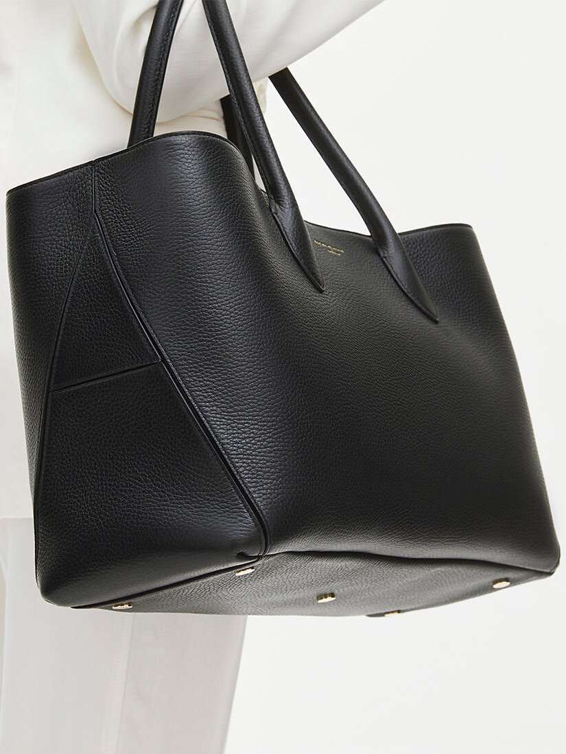 Large London Pebble Leather Tote Bag, Black