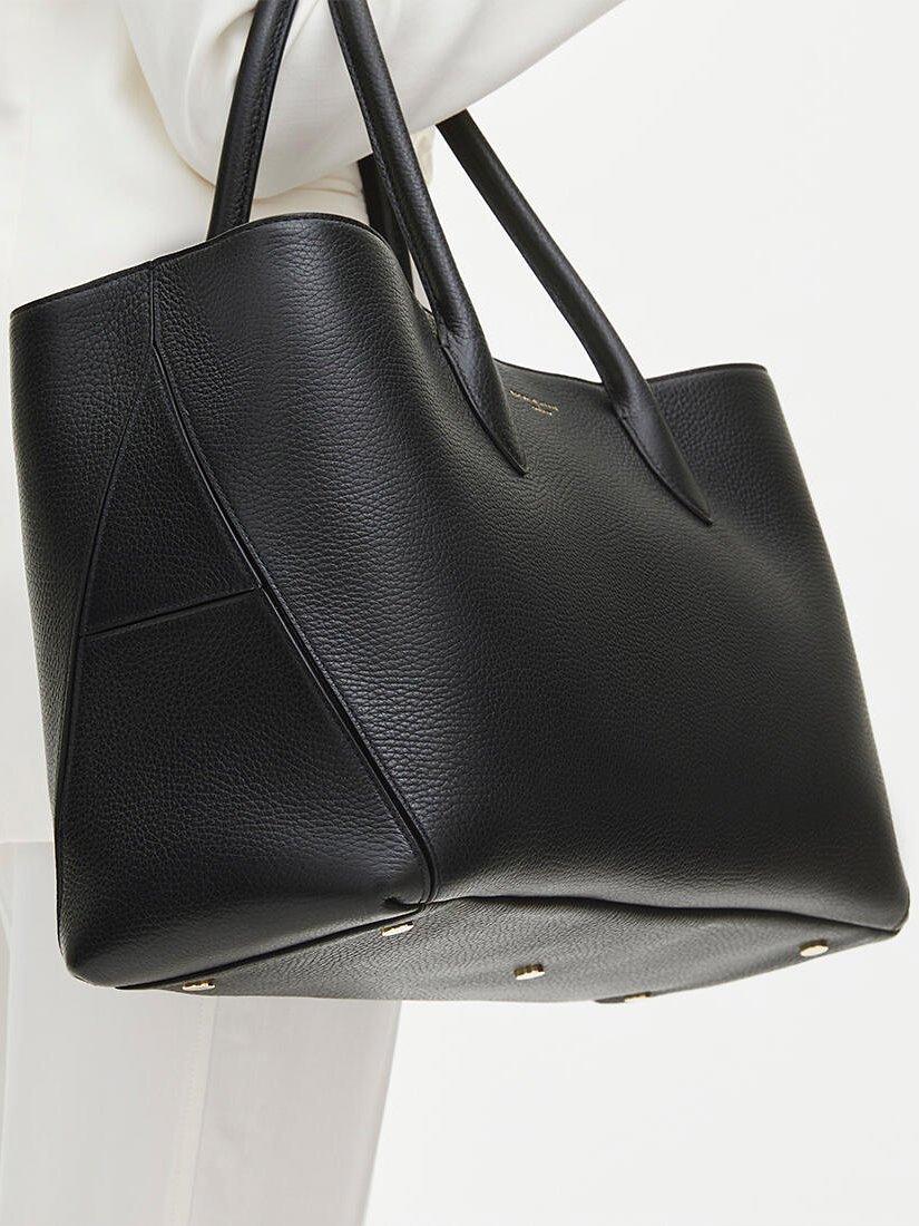 Large London Pebble Leather Tote Bag, Black