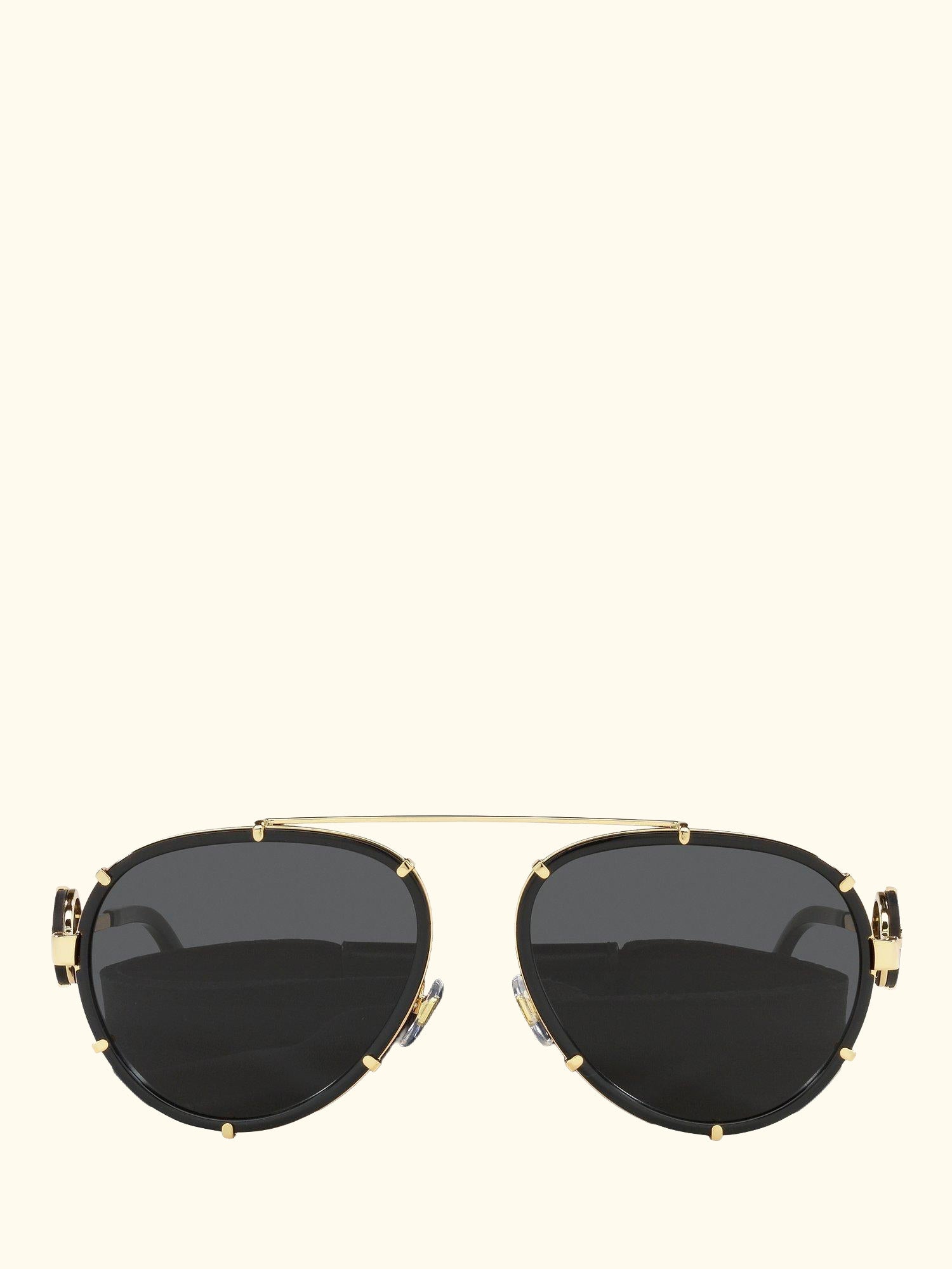 VE2232 Women's Aviator Sunglasses, Black/Gold