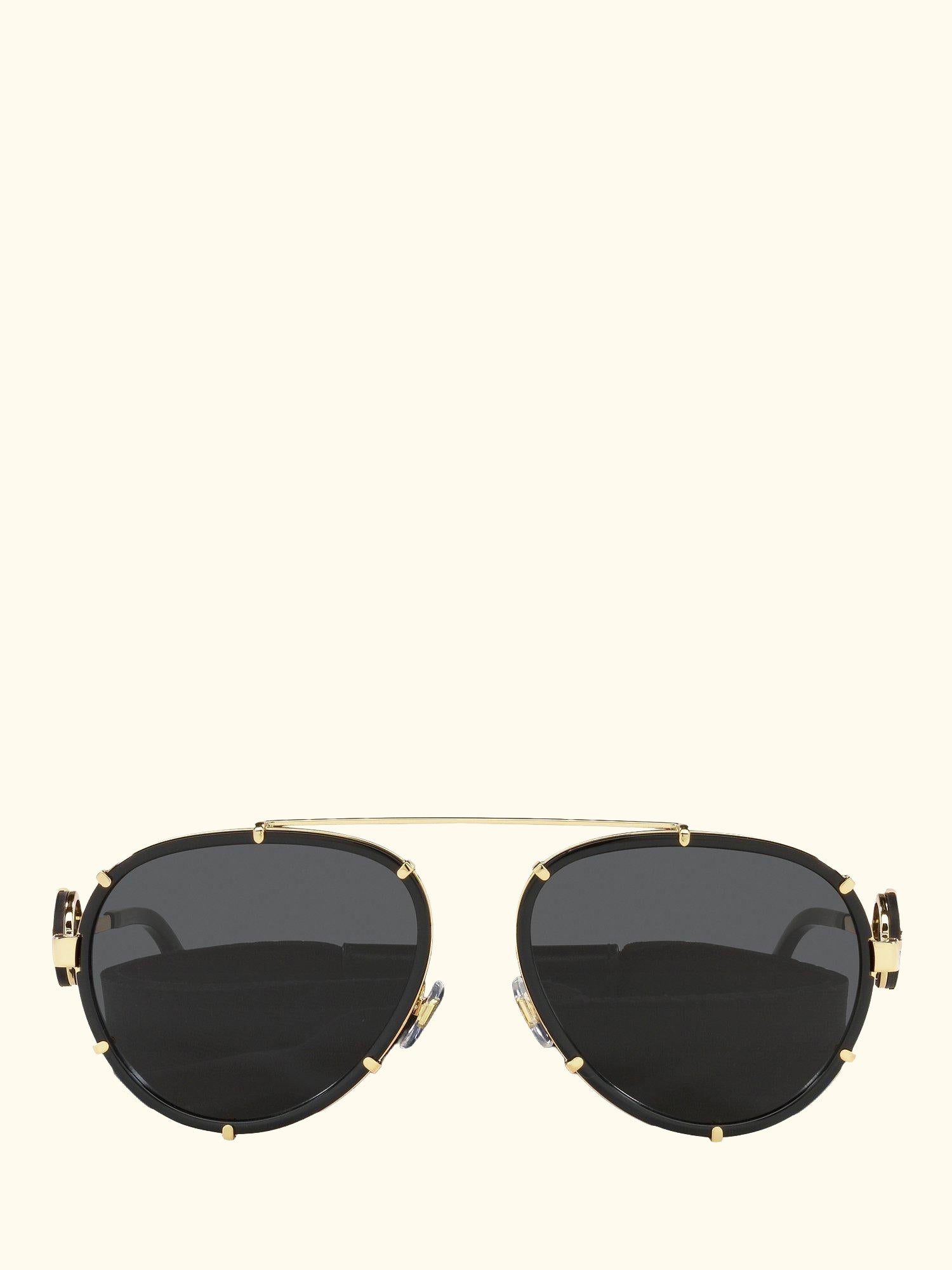 VE2232 Women's Aviator Sunglasses, Black/Gold