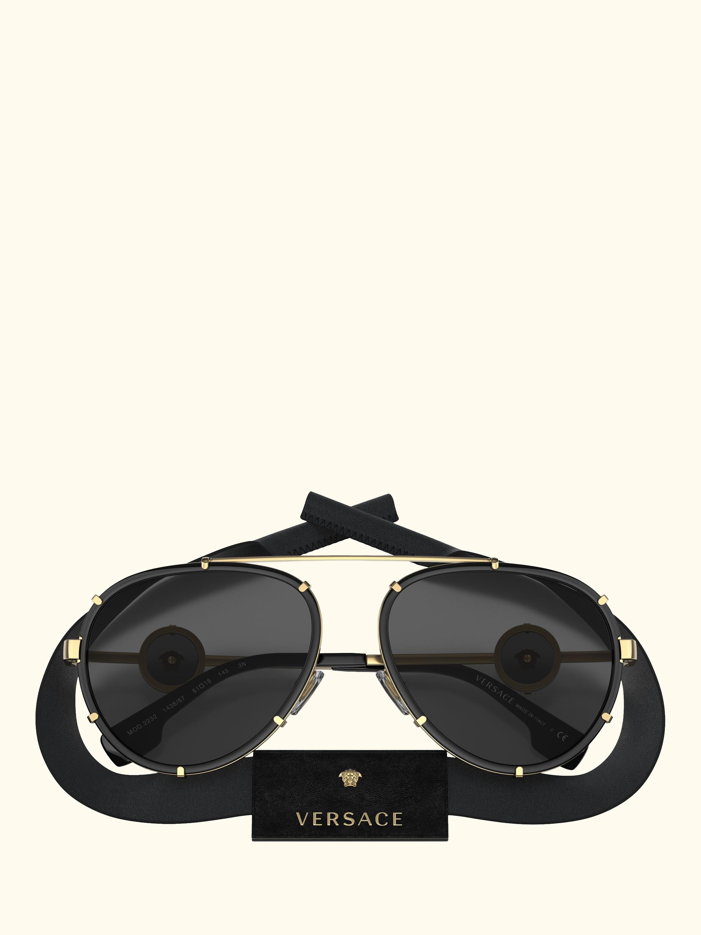 VE2232 Women's Aviator Sunglasses, Black/Gold