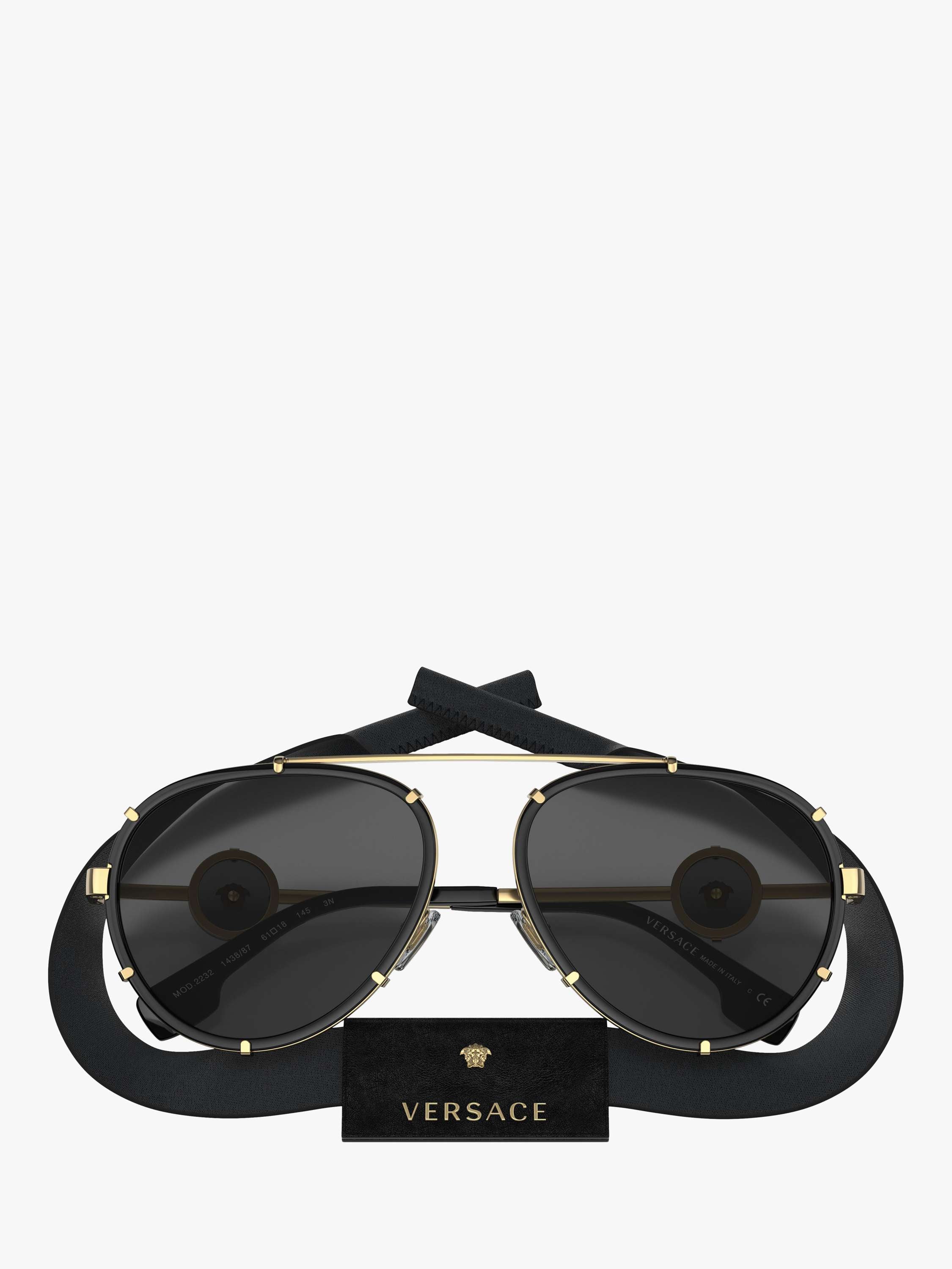 VE2232 Women's Aviator Sunglasses, Black/Gold