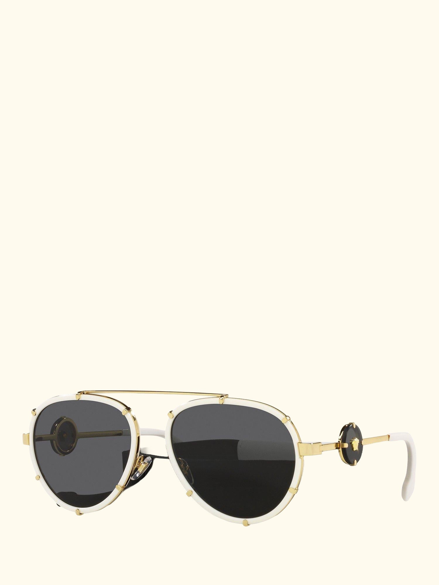 VE2232 Women's Aviator Sunglasses, White on Gold/Black