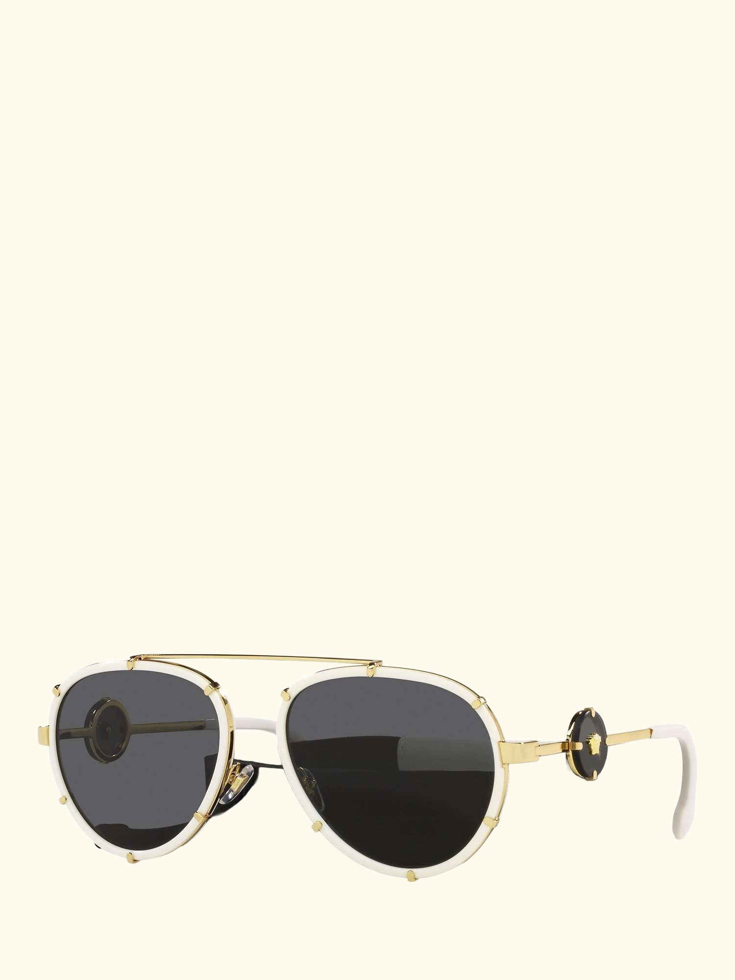 VE2232 Women's Aviator Sunglasses, White on Gold/Black