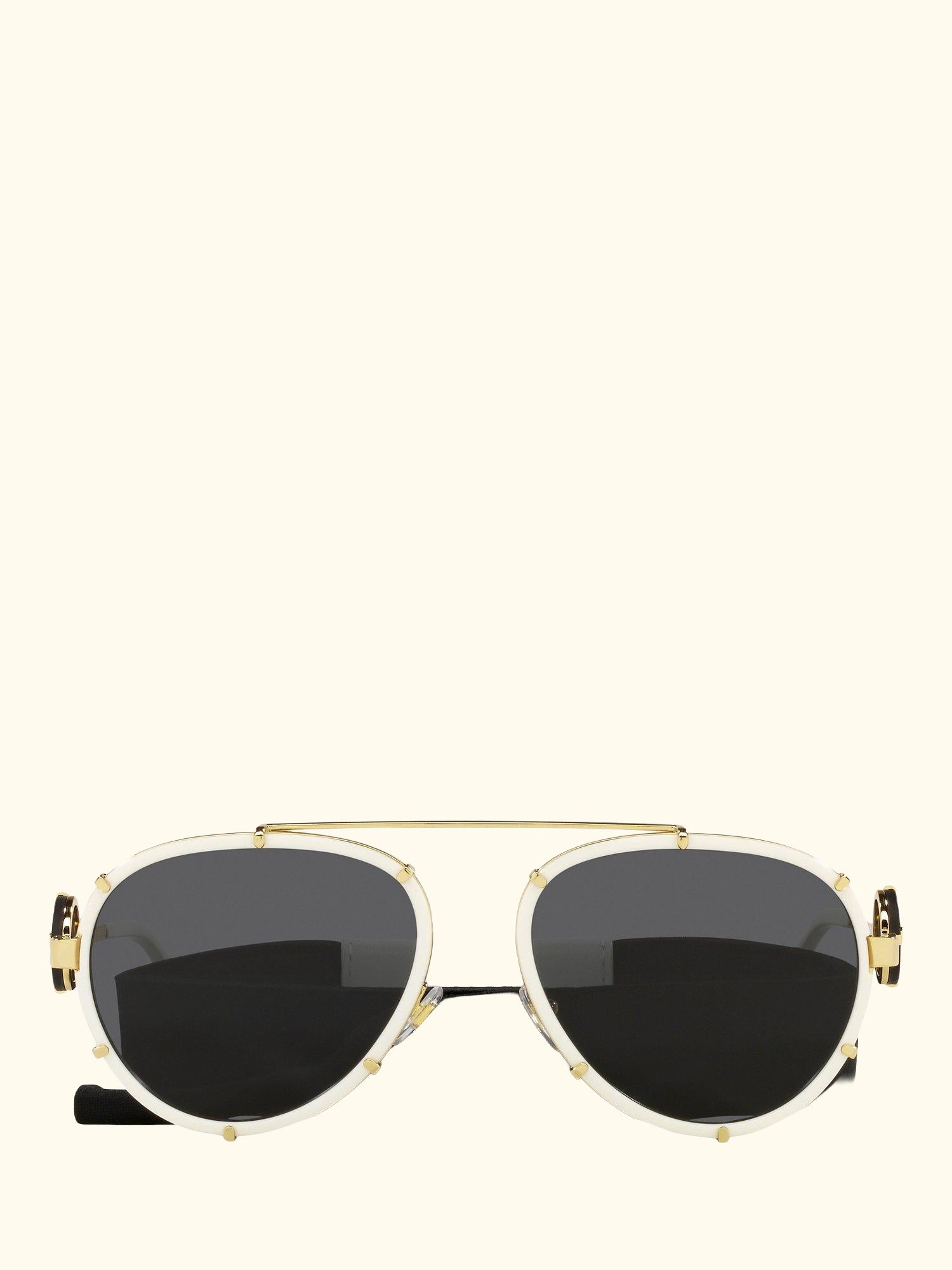 VE2232 Women's Aviator Sunglasses, White on Gold/Black