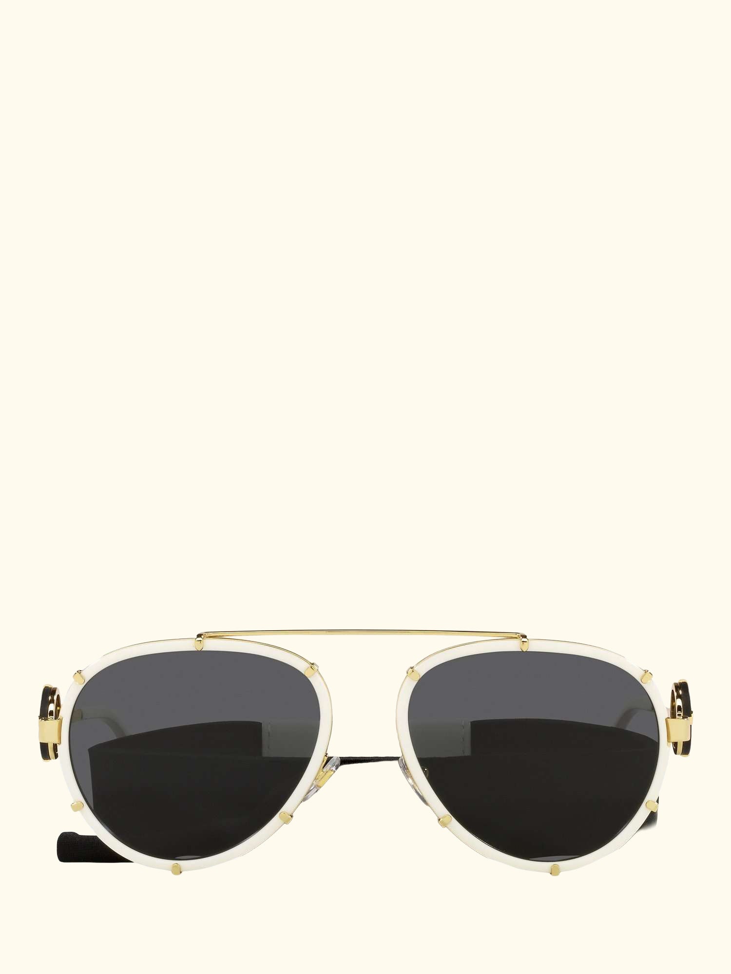 VE2232 Women's Aviator Sunglasses, White on Gold/Black