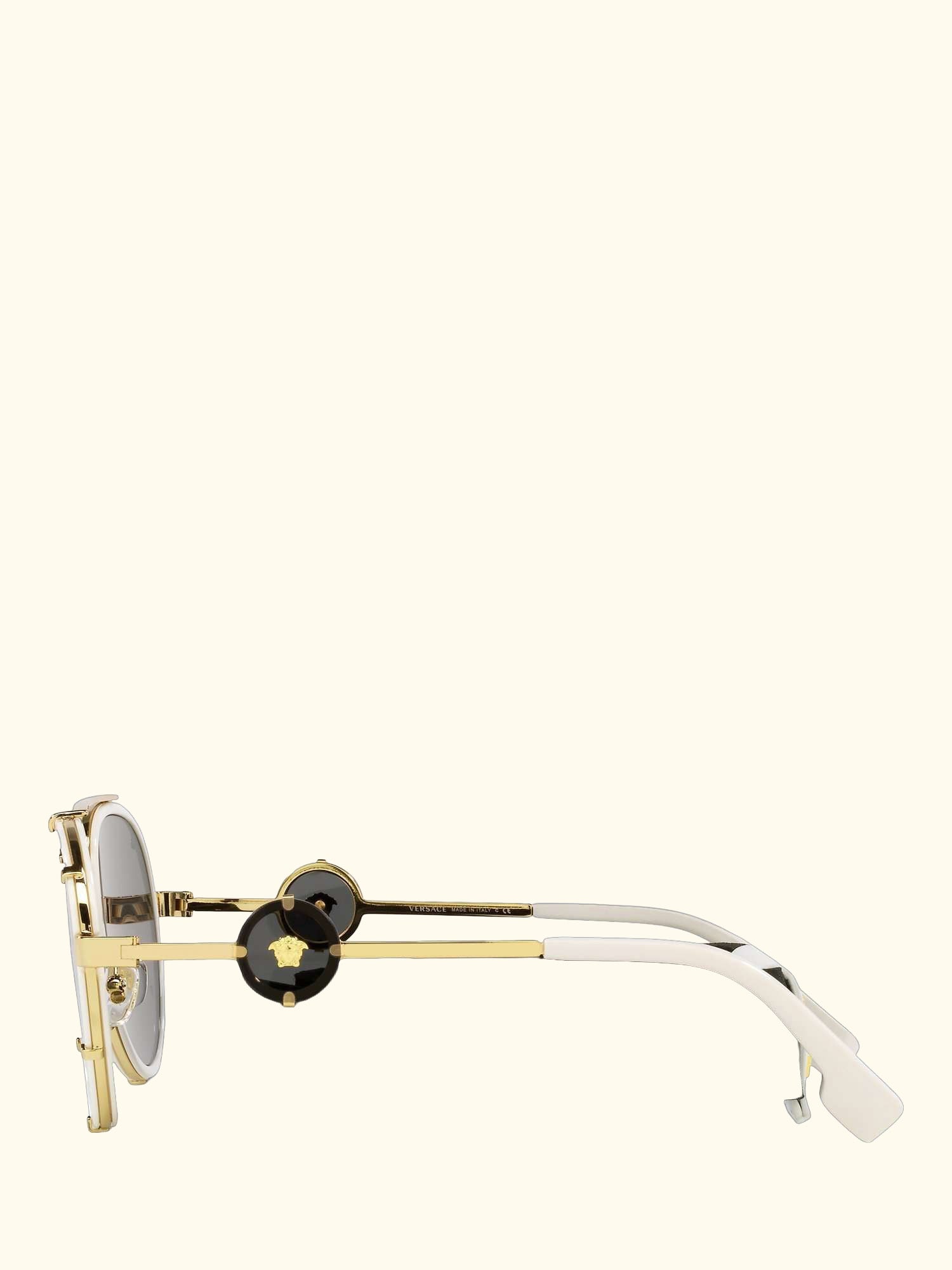 VE2232 Women's Aviator Sunglasses, White on Gold/Black