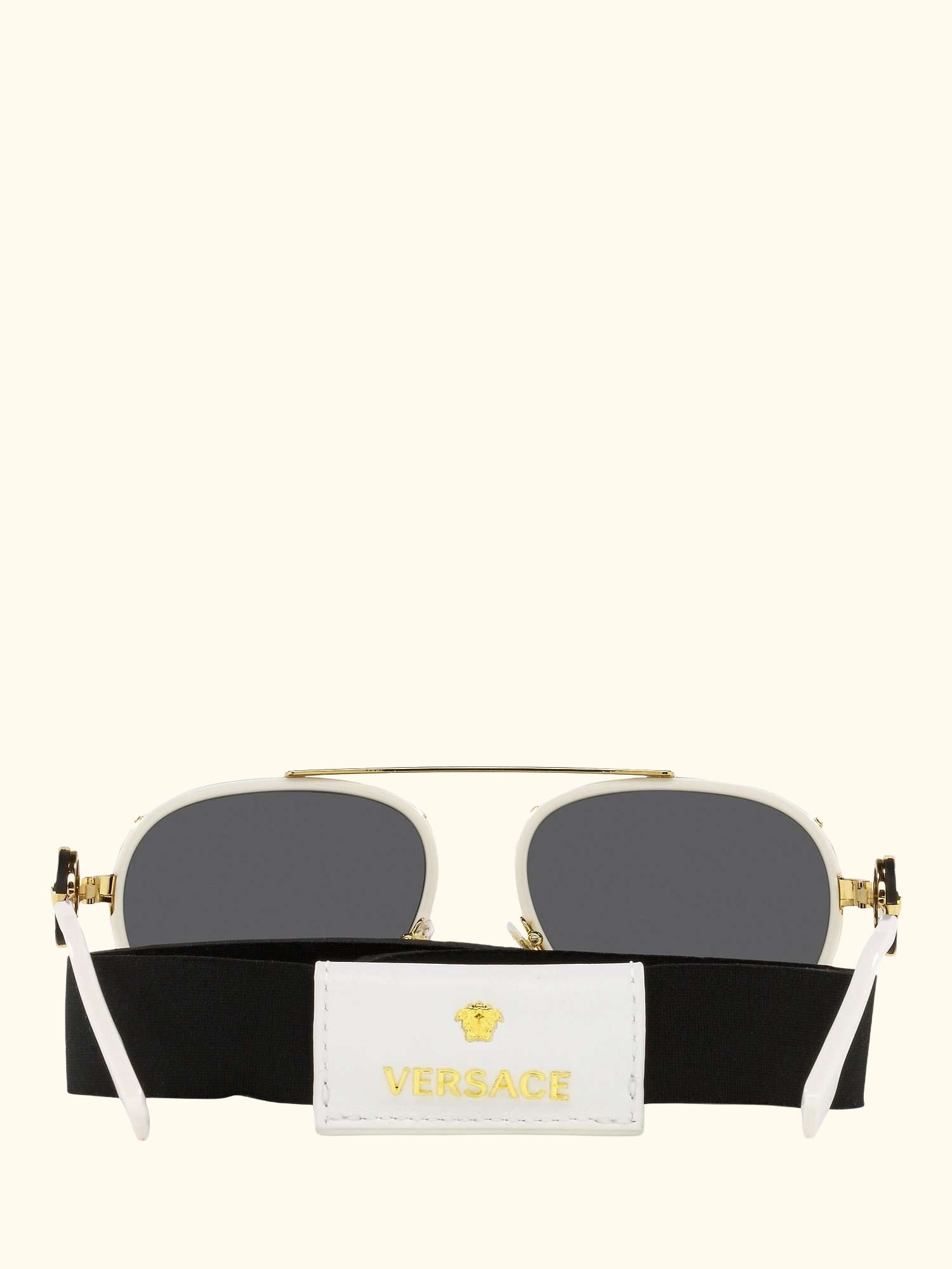 VE2232 Women's Aviator Sunglasses, White on Gold/Black