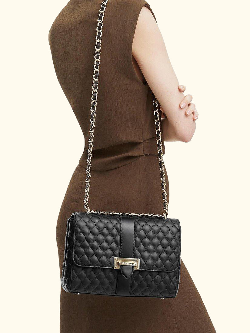 Lottie Large Quilted Pebble Leather Shoulder Bag
