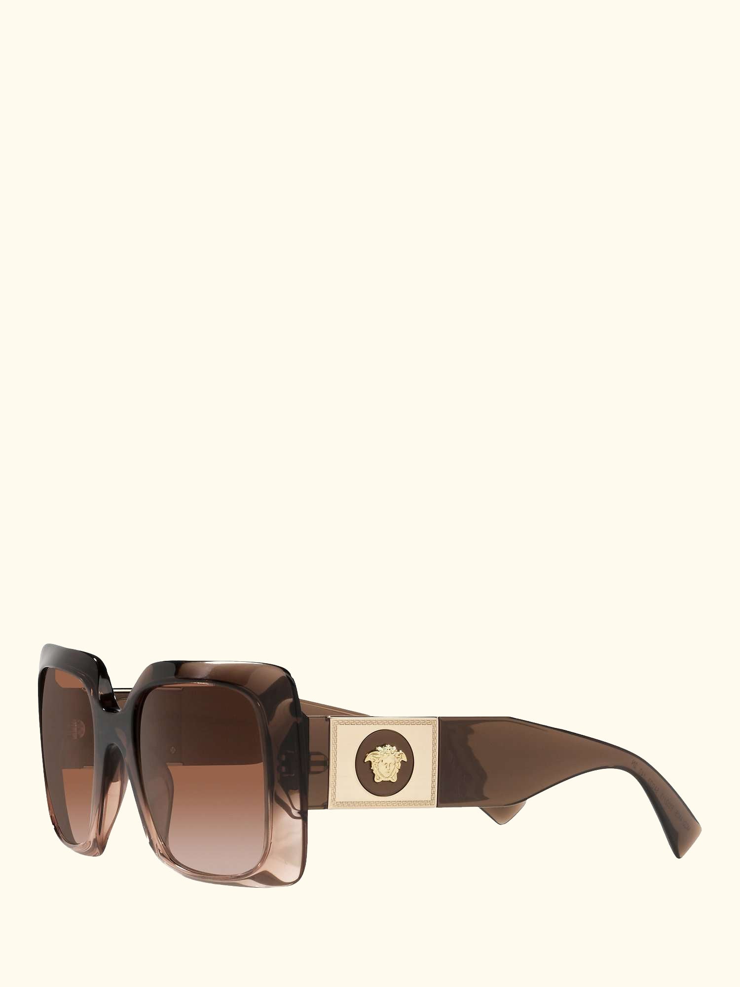 VE4405 Women's Chunky Rectangular Sunglasses, Transparenet Brown/Brown Gradient