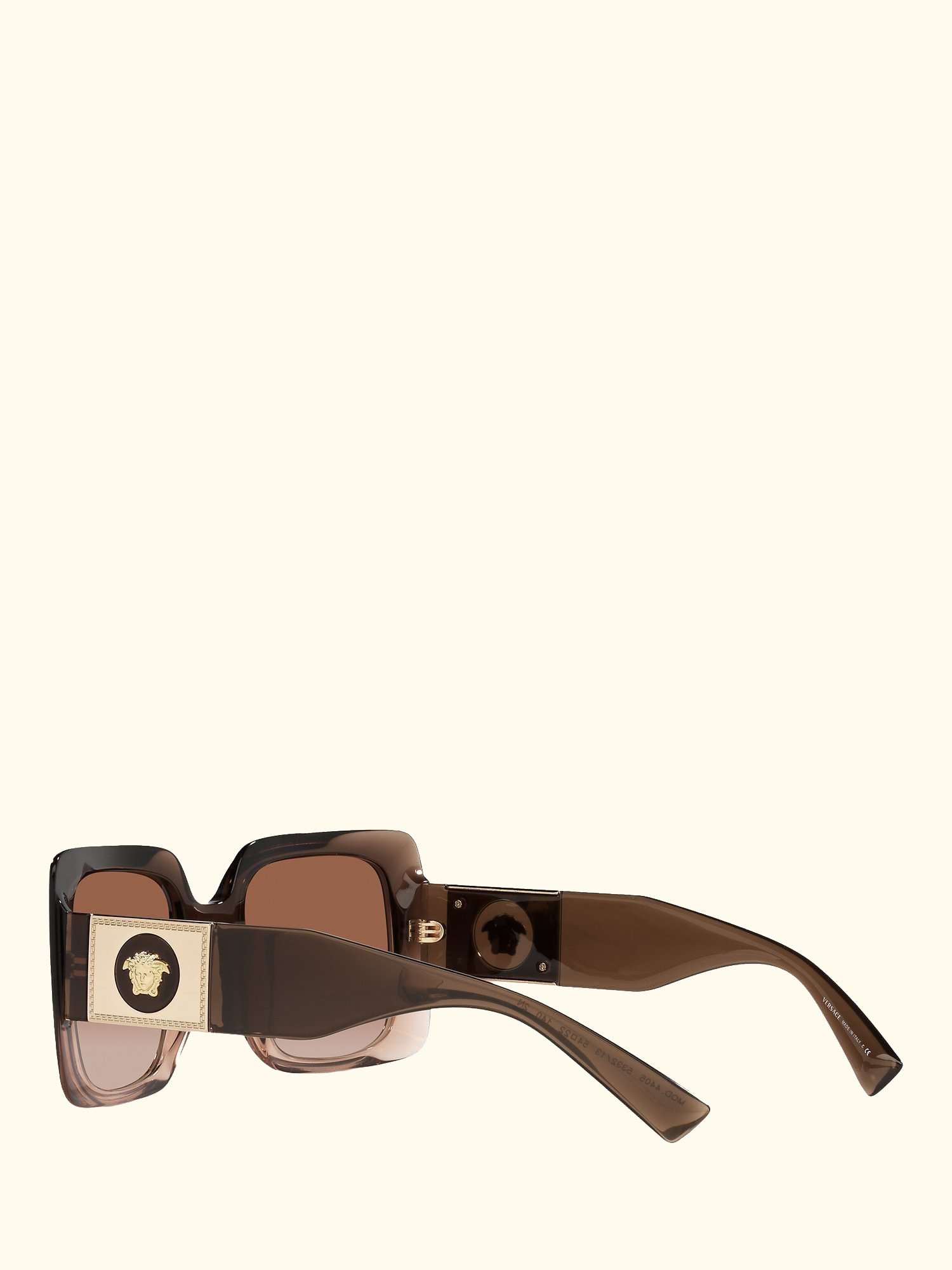 VE4405 Women's Chunky Rectangular Sunglasses, Transparenet Brown/Brown Gradient