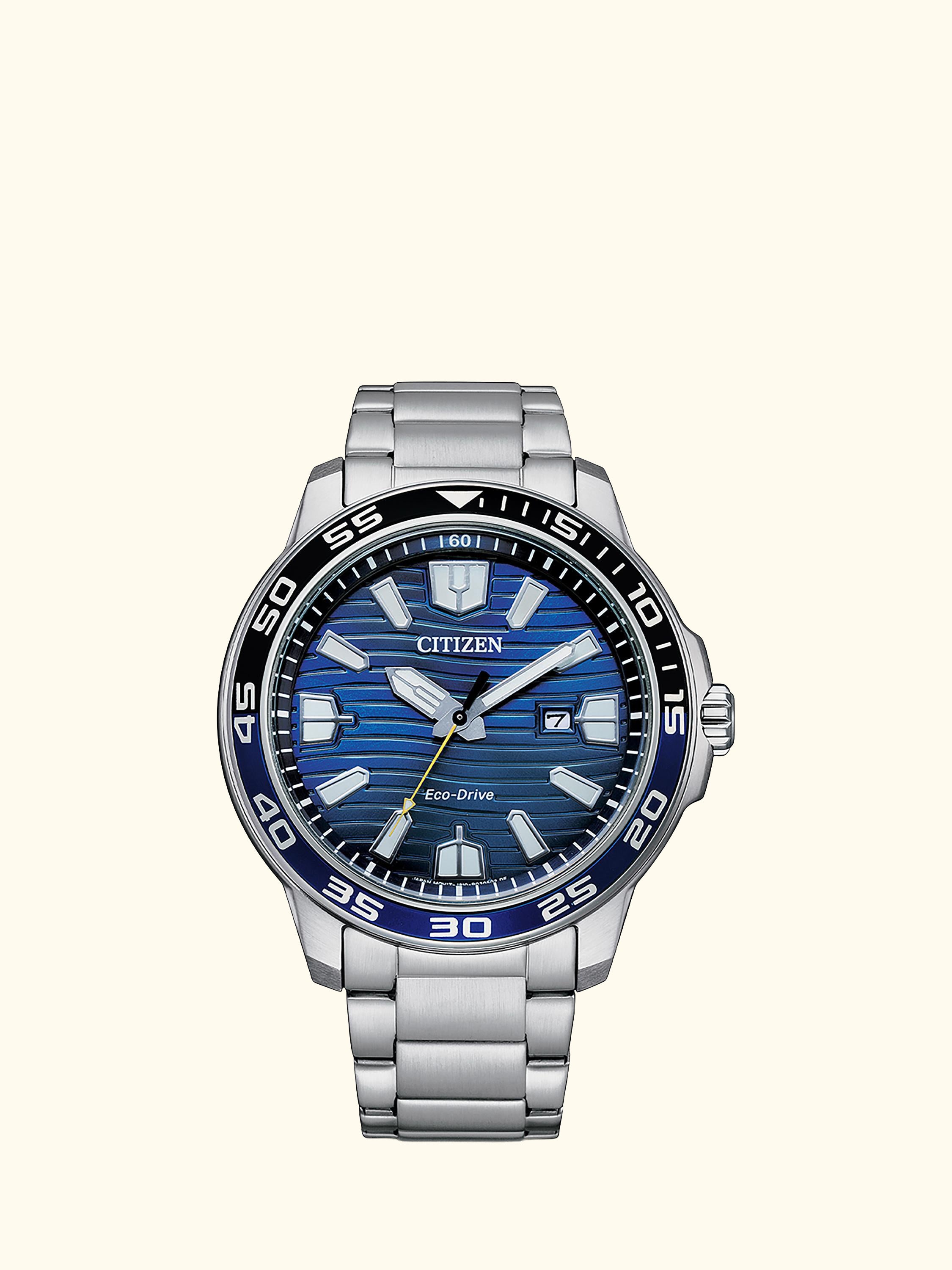 AW1525-81L Men's Sport Date Bracelet Strap Watch, Silver/Blue