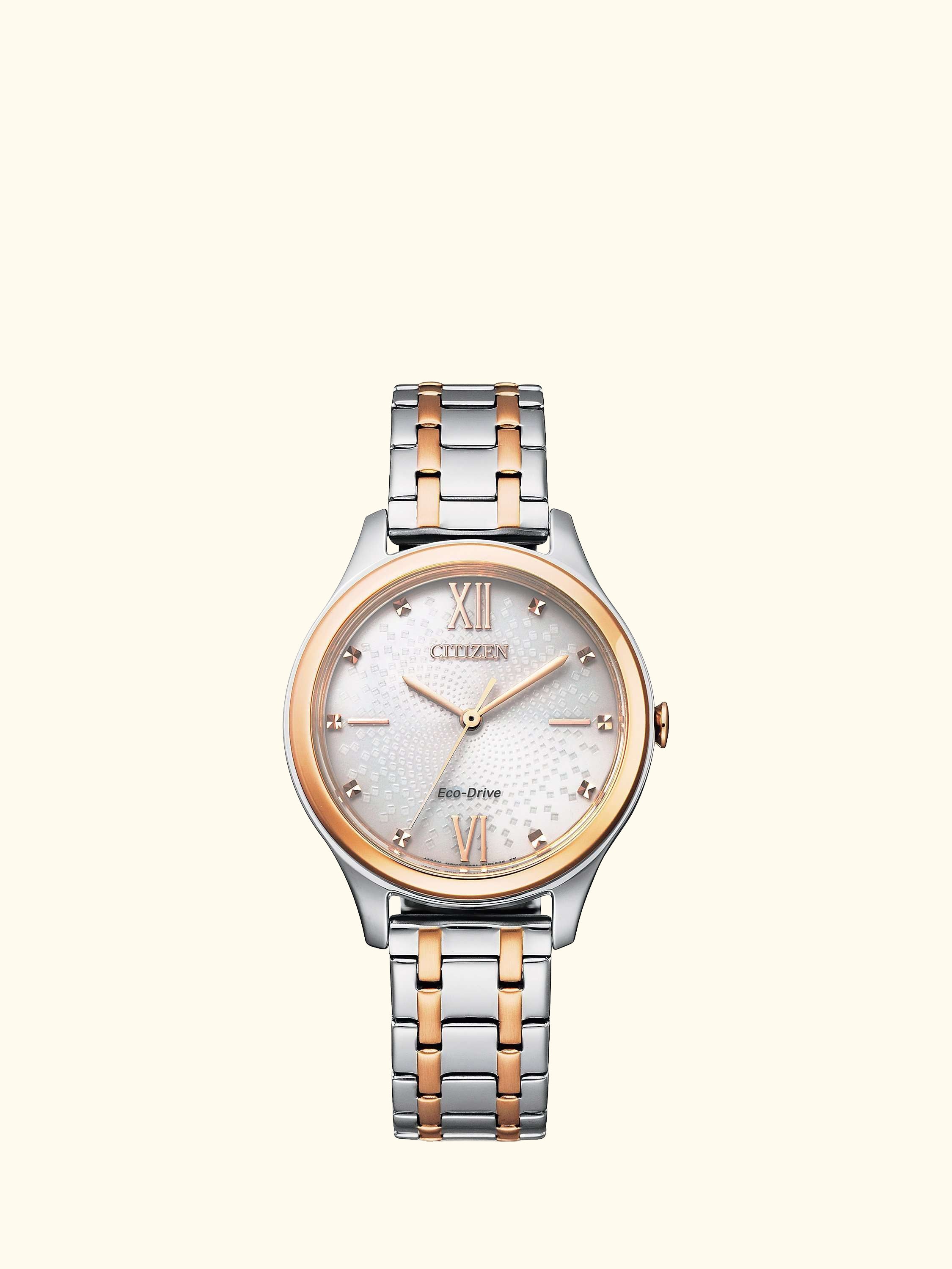 EM0506-77A Women's Eco-Drive Two-Tone Bracelet Strap Watch, Silver/Gold