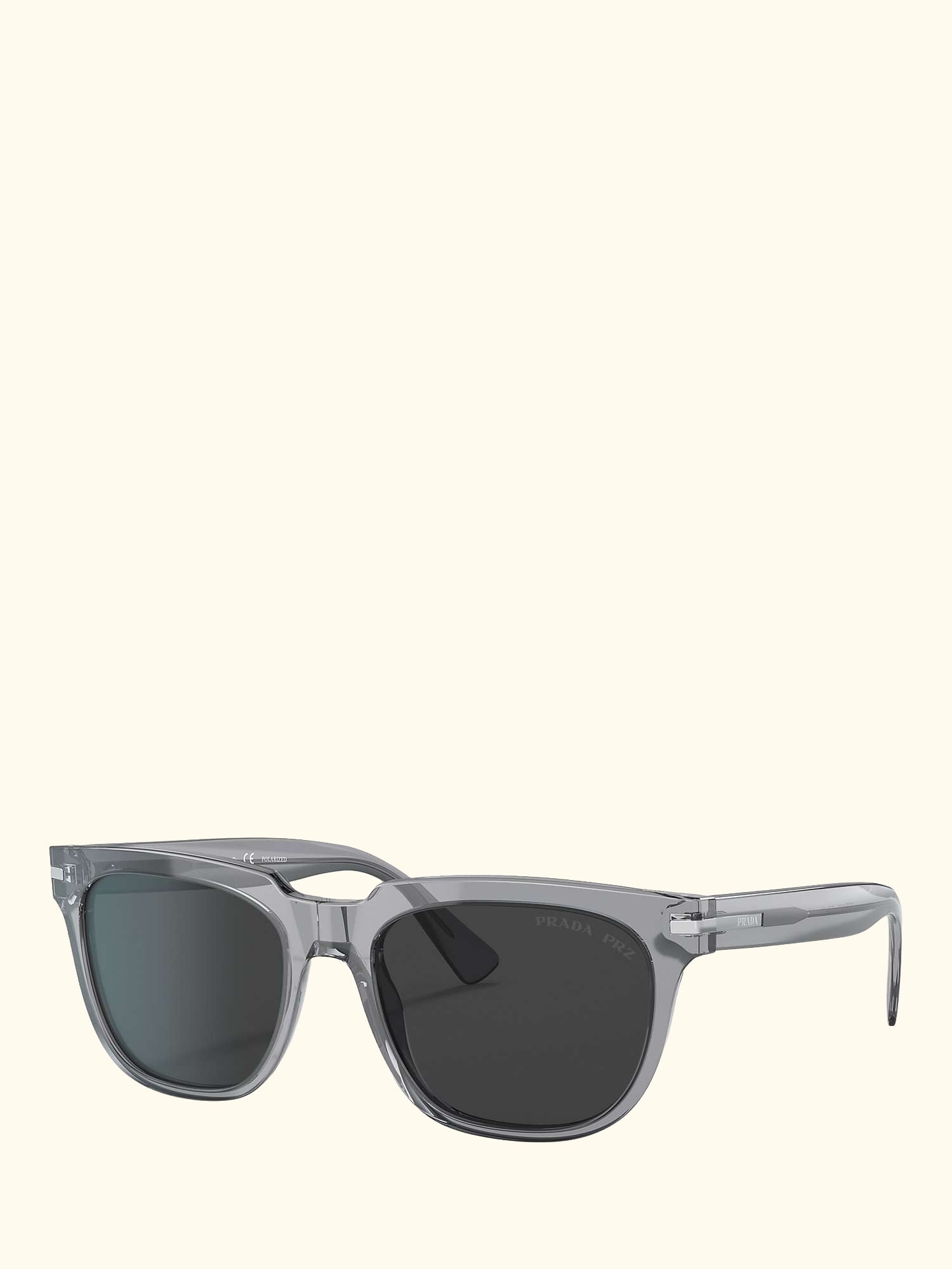 PR 04YS Men's Polarised Pillow Sunglasses, Transparent Grey