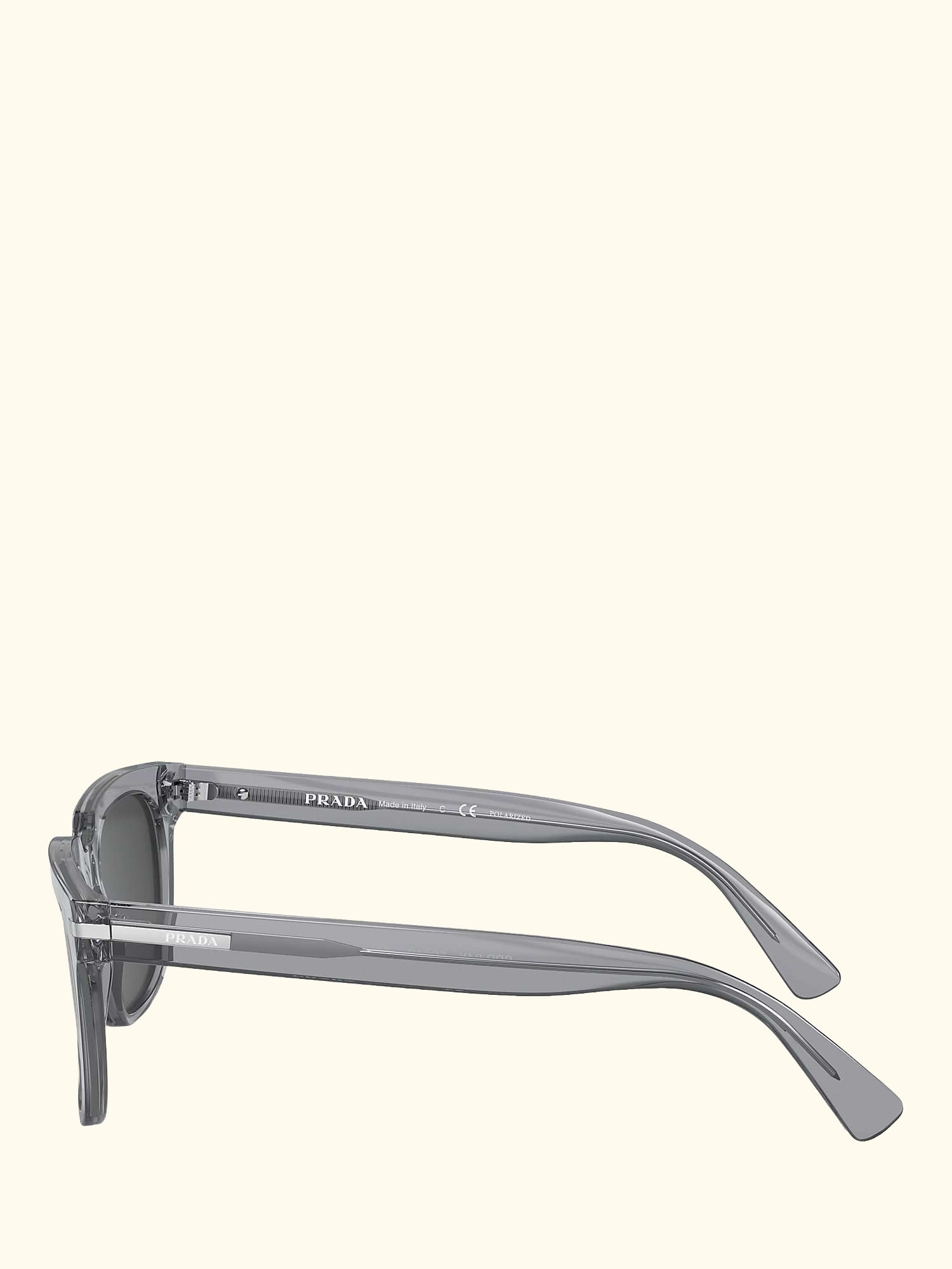 PR 04YS Men's Polarised Pillow Sunglasses, Transparent Grey