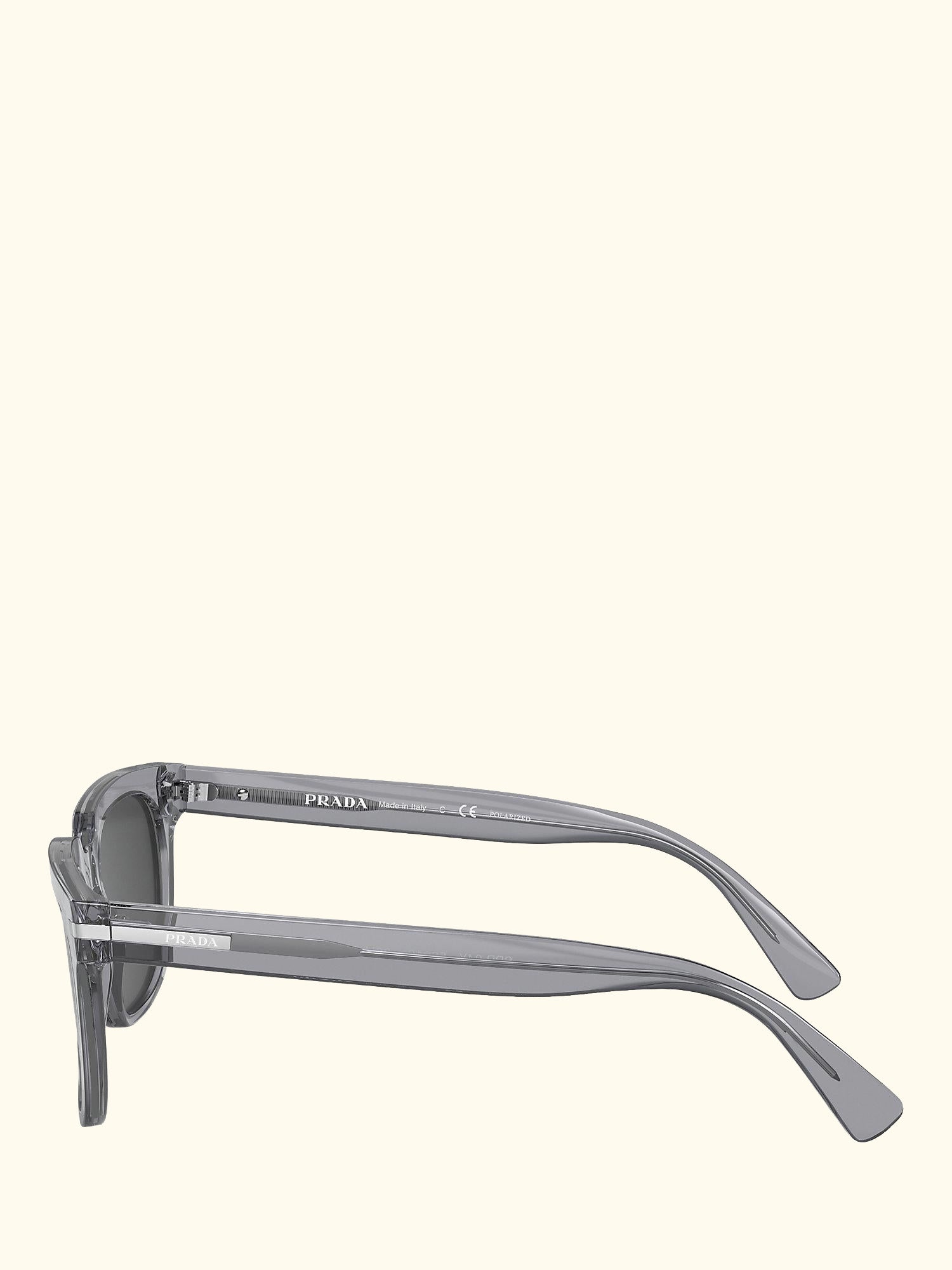 PR 04YS Men's Polarised Pillow Sunglasses, Transparent Grey