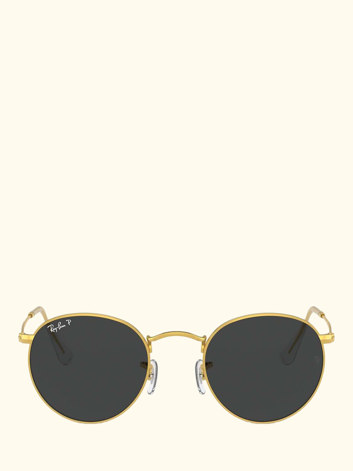 RB3447 Men's Polarised Round Metal Sunglasses, Gold/Black