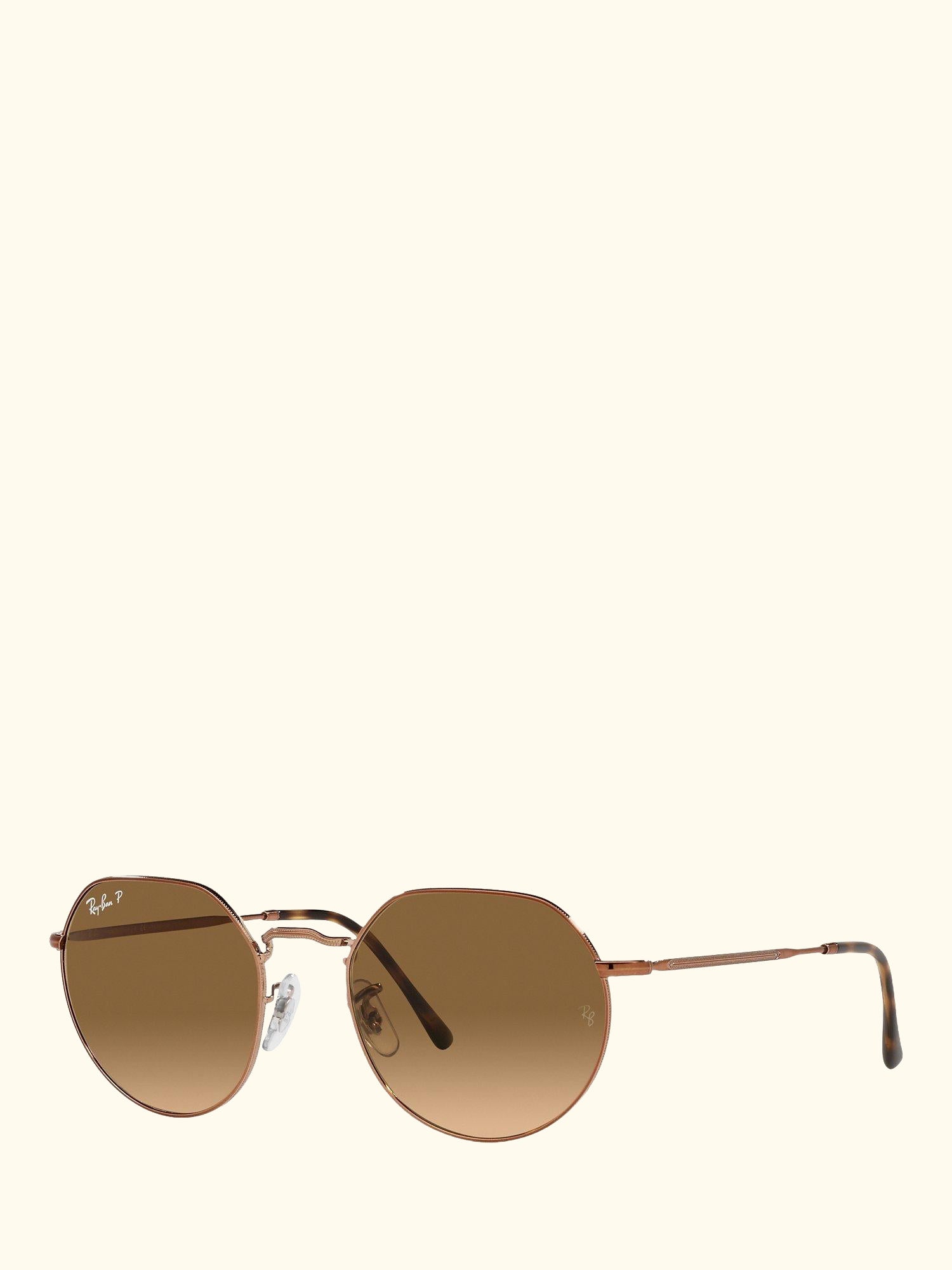 RB3565 Jack Unisex Polarised Metal Hexagonal Sunglasses, Medium Copper/Brown Gradient