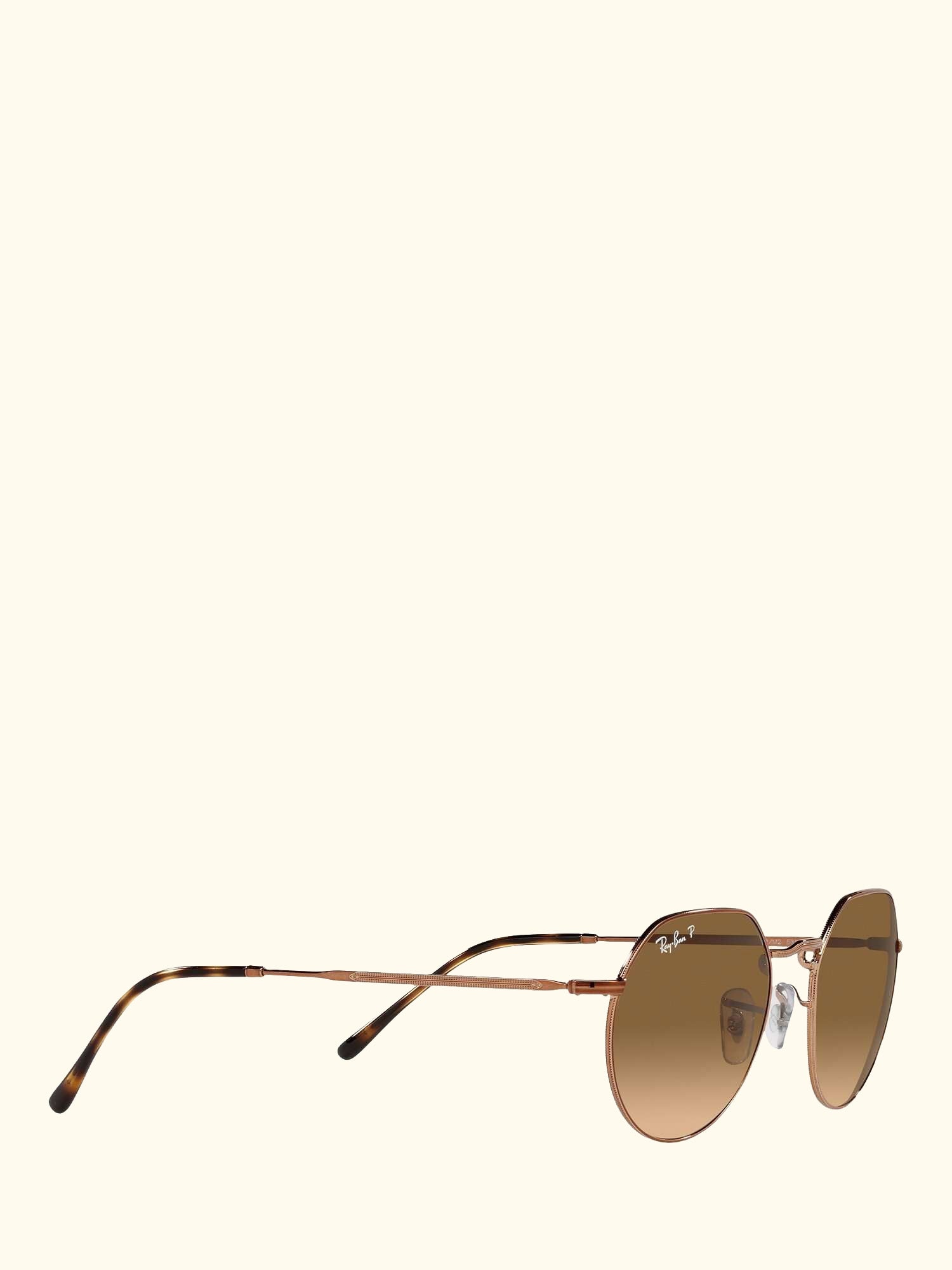 RB3565 Jack Unisex Polarised Metal Hexagonal Sunglasses, Medium Copper/Brown Gradient
