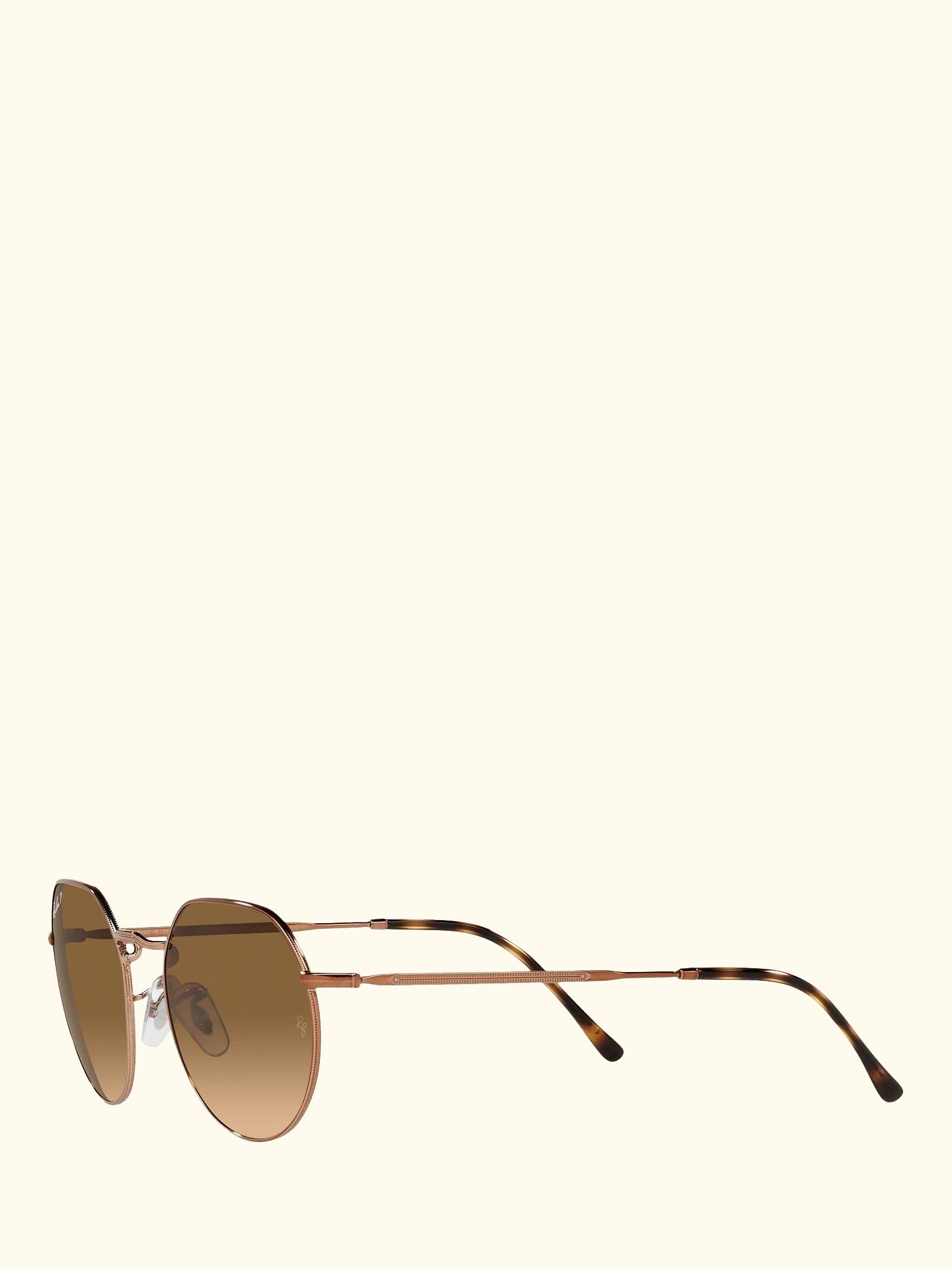 RB3565 Jack Unisex Polarised Metal Hexagonal Sunglasses, Medium Copper/Brown Gradient
