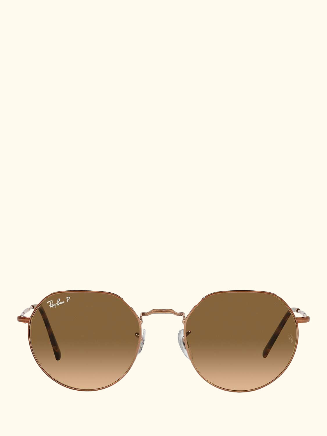 RB3565 Jack Unisex Polarised Metal Hexagonal Sunglasses, Medium Copper/Brown Gradient