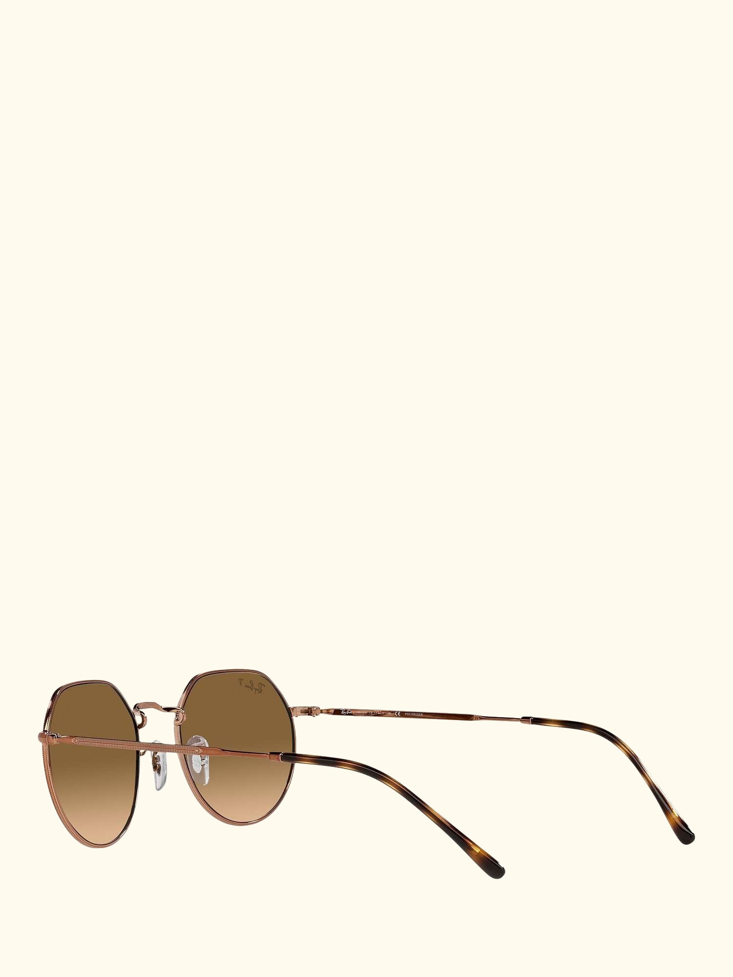 RB3565 Jack Unisex Polarised Metal Hexagonal Sunglasses, Medium Copper/Brown Gradient