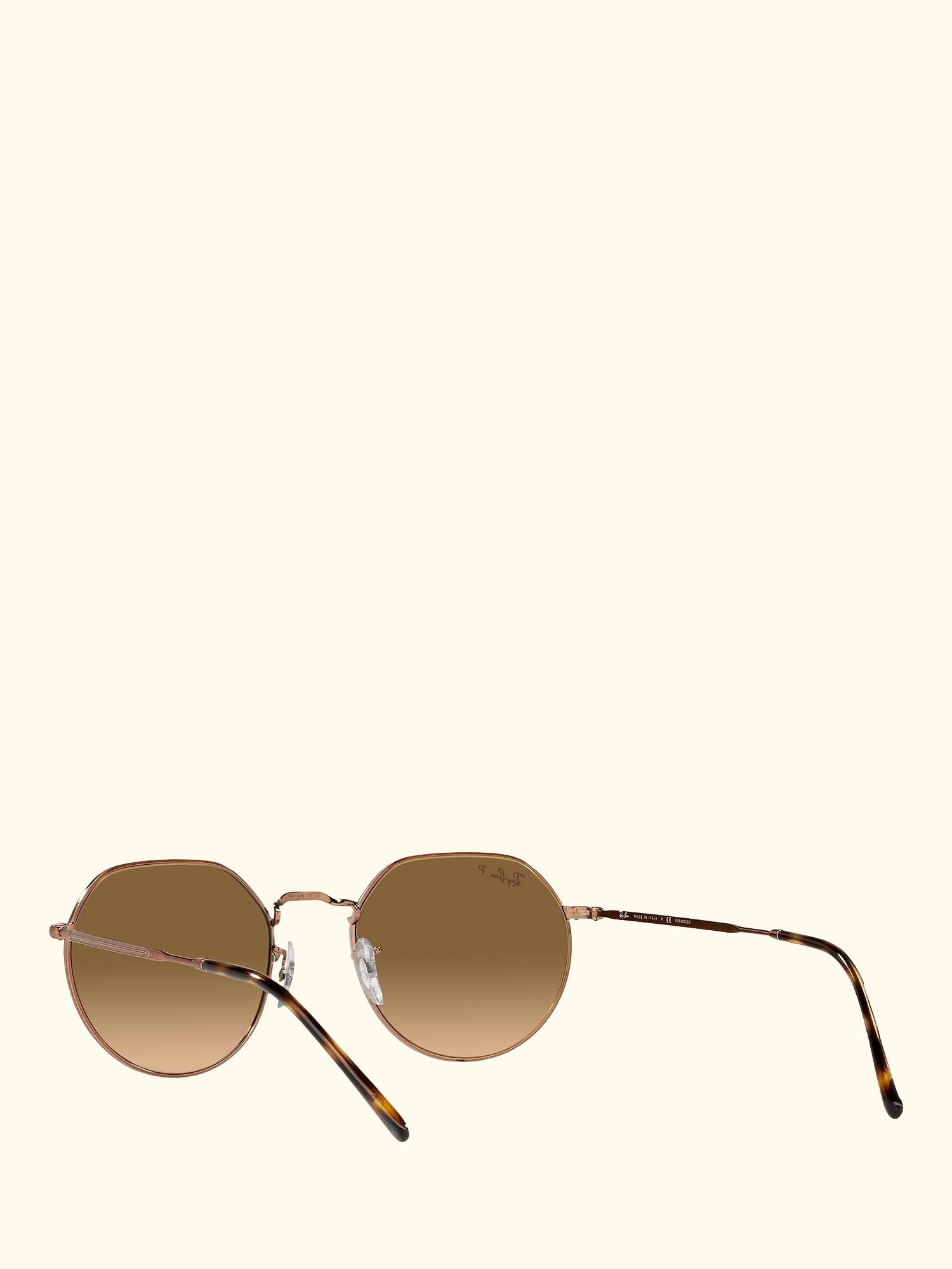 RB3565 Jack Unisex Polarised Metal Hexagonal Sunglasses, Medium Copper/Brown Gradient