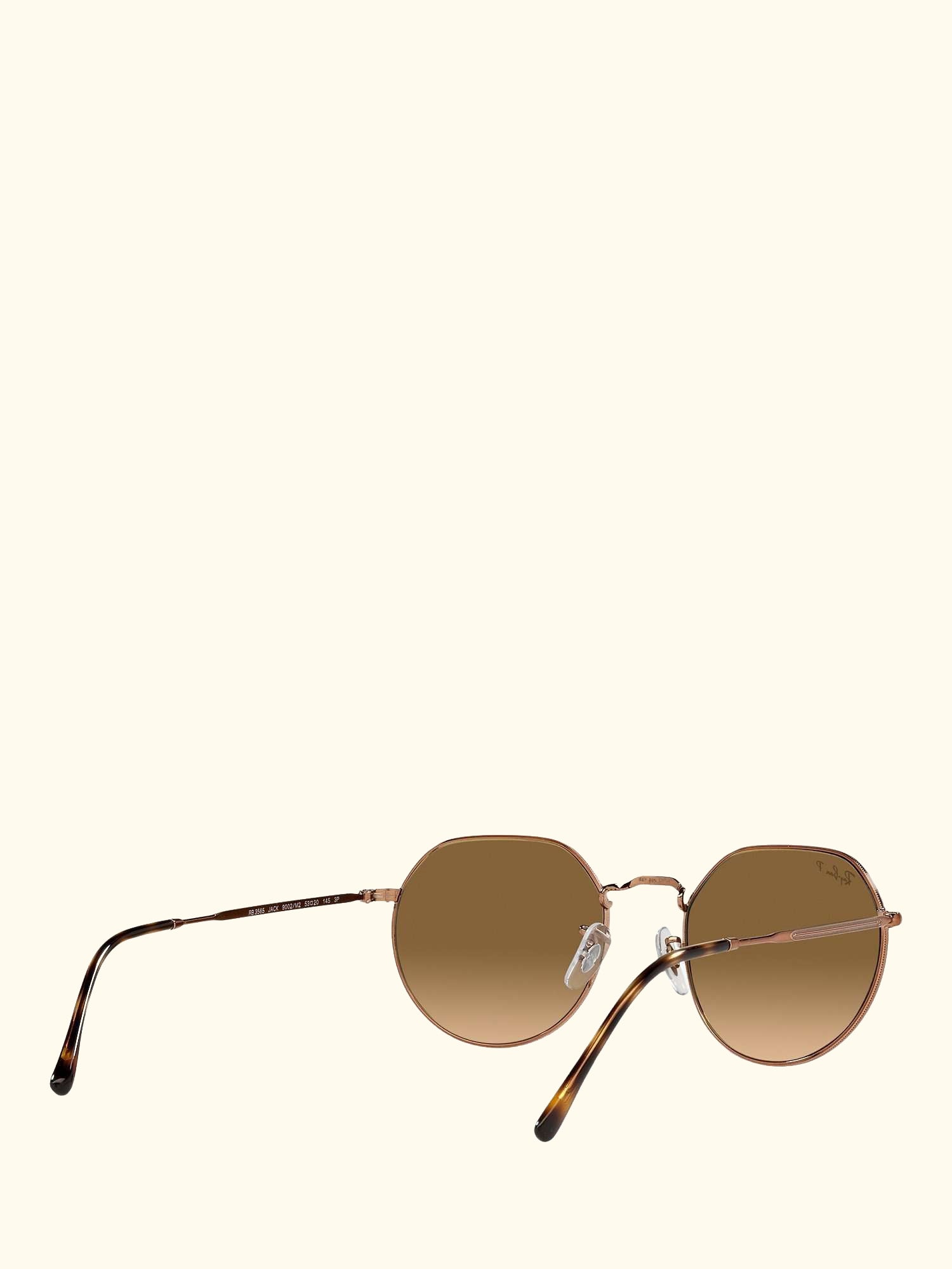 RB3565 Jack Unisex Polarised Metal Hexagonal Sunglasses, Medium Copper/Brown Gradient