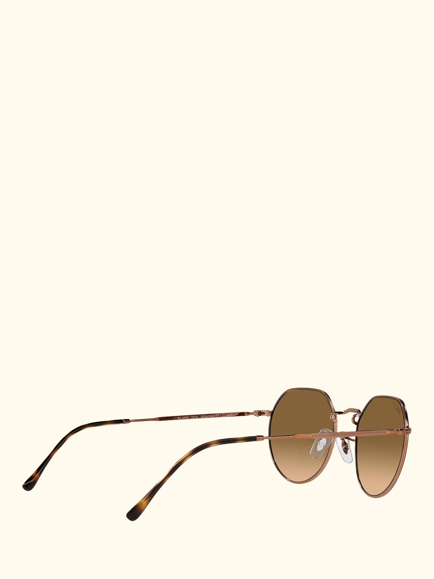RB3565 Jack Unisex Polarised Metal Hexagonal Sunglasses, Medium Copper/Brown Gradient