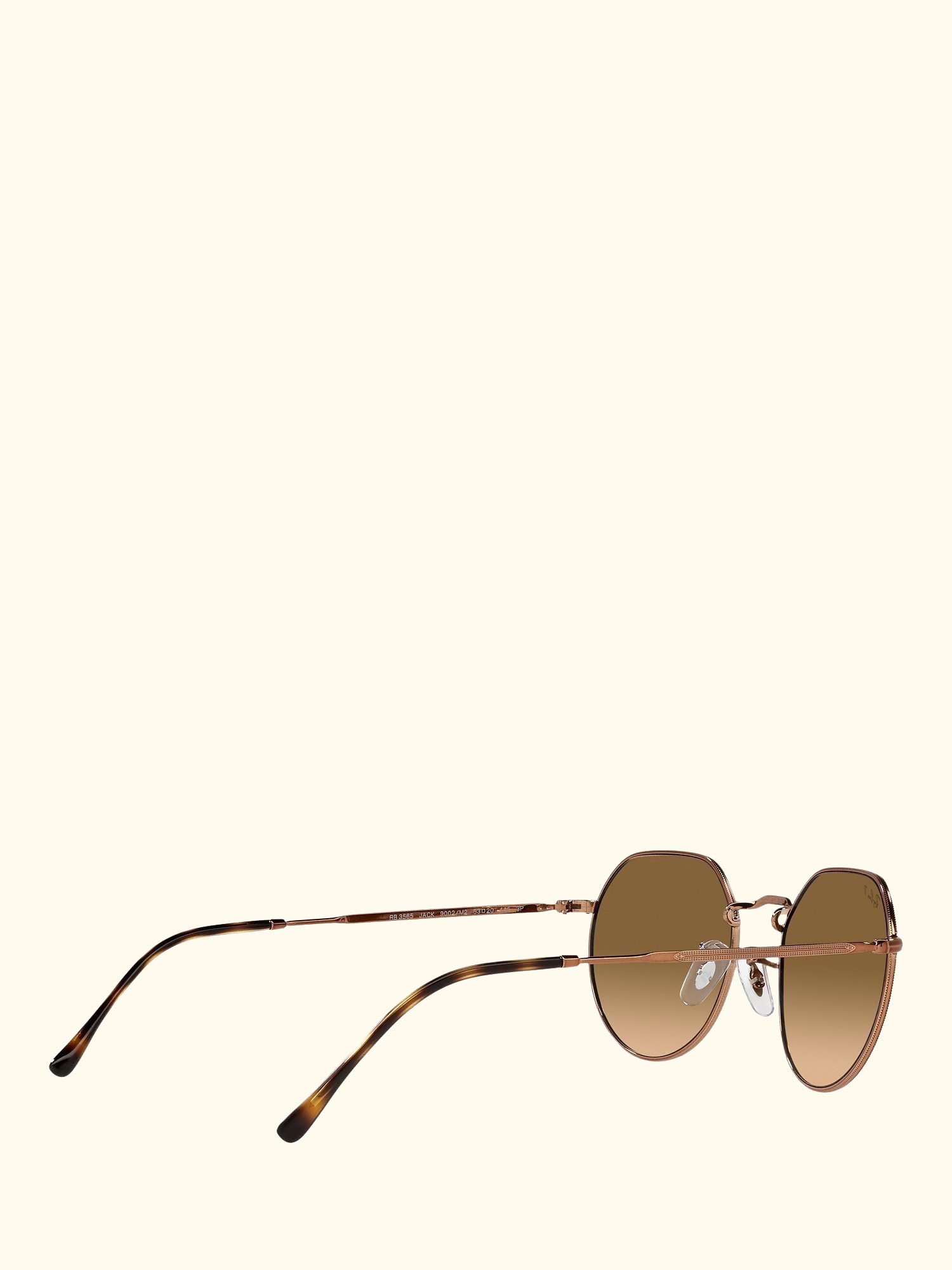RB3565 Jack Unisex Polarised Metal Hexagonal Sunglasses, Medium Copper/Brown Gradient