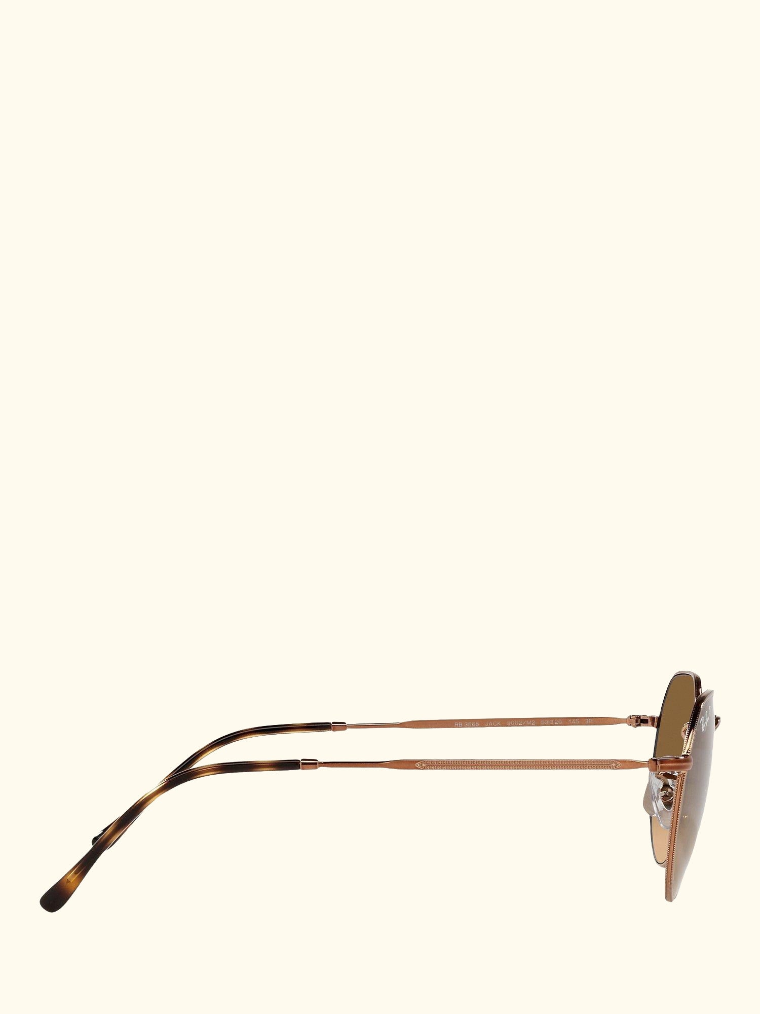 RB3565 Jack Unisex Polarised Metal Hexagonal Sunglasses, Medium Copper/Brown Gradient